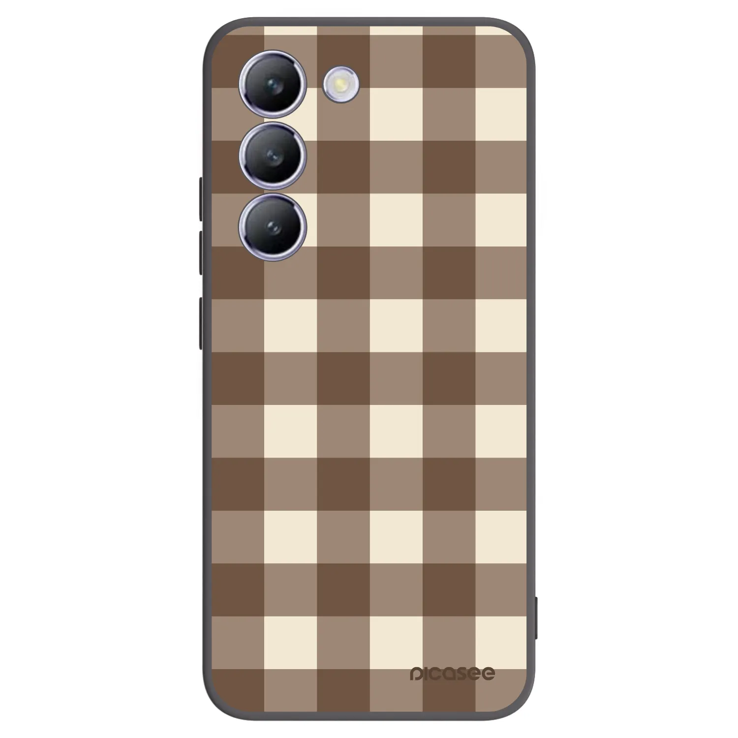 Picasee husă neagră din silicon pentru Vivo V40 SE 5G - Brown grid