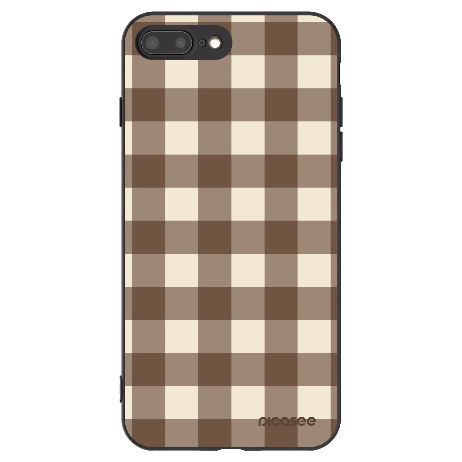 Picasee husă neagră din silicon pentru Apple iPhone 8 Plus - Brown grid