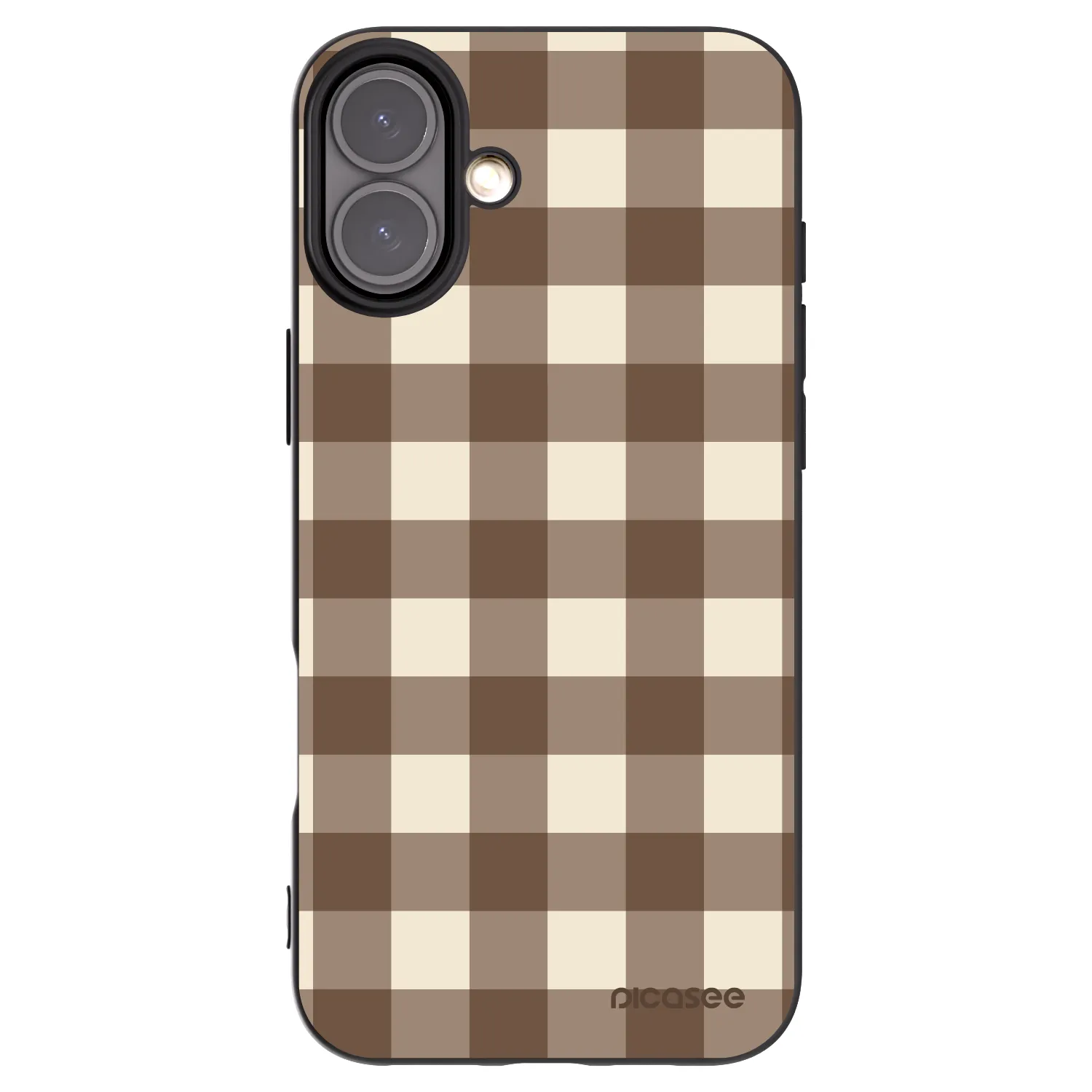 Picasee husă neagră din silicon pentru Apple iPhone 16 Plus - Brown grid