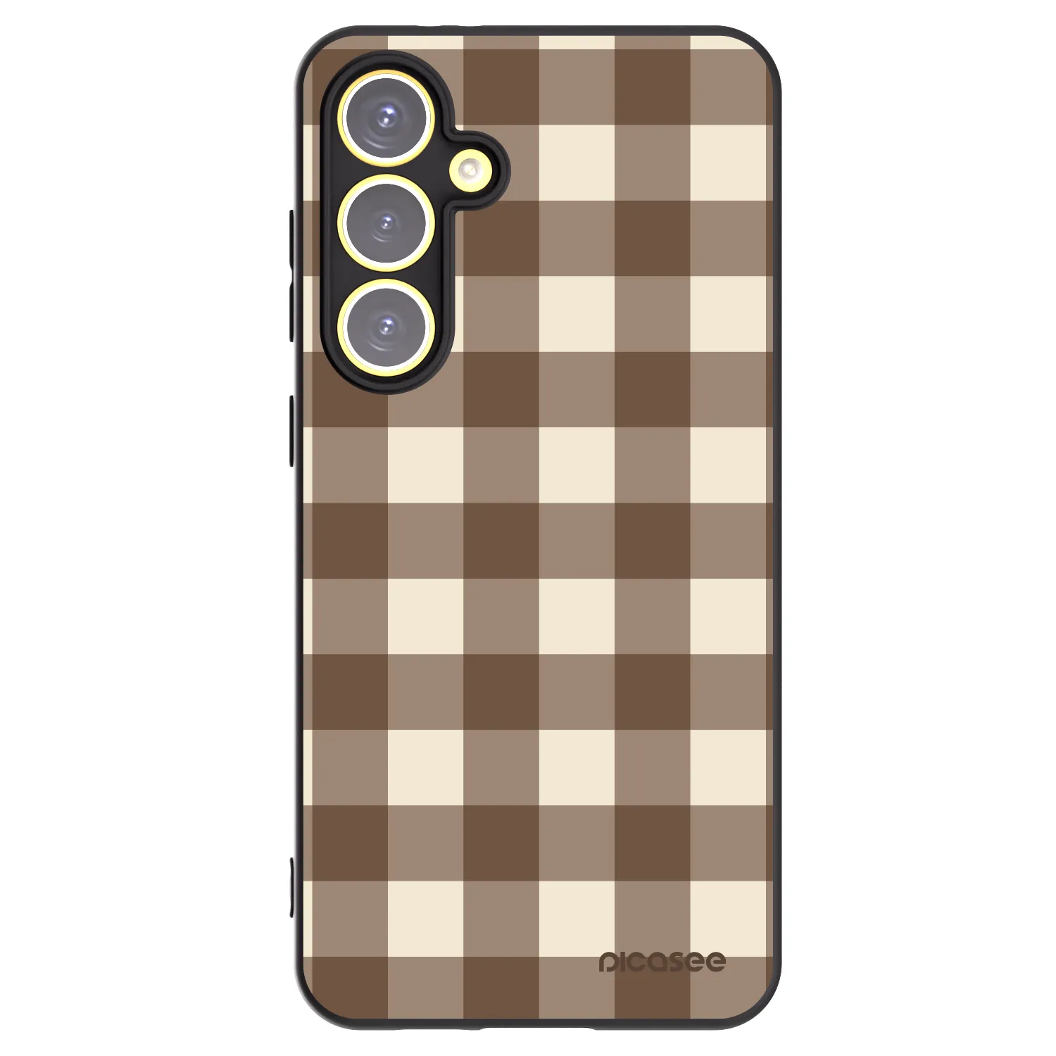 Picasee husă neagră din silicon pentru Samsung Galaxy S24 FE S721B - Brown grid