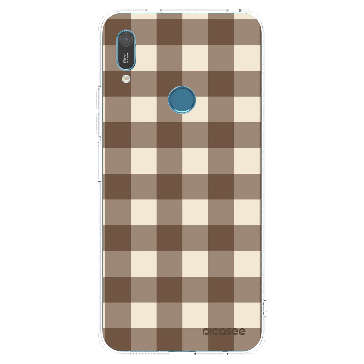 Picasee husă transparentă din silicon pentru Huawei Y6 2019 - Brown grid
