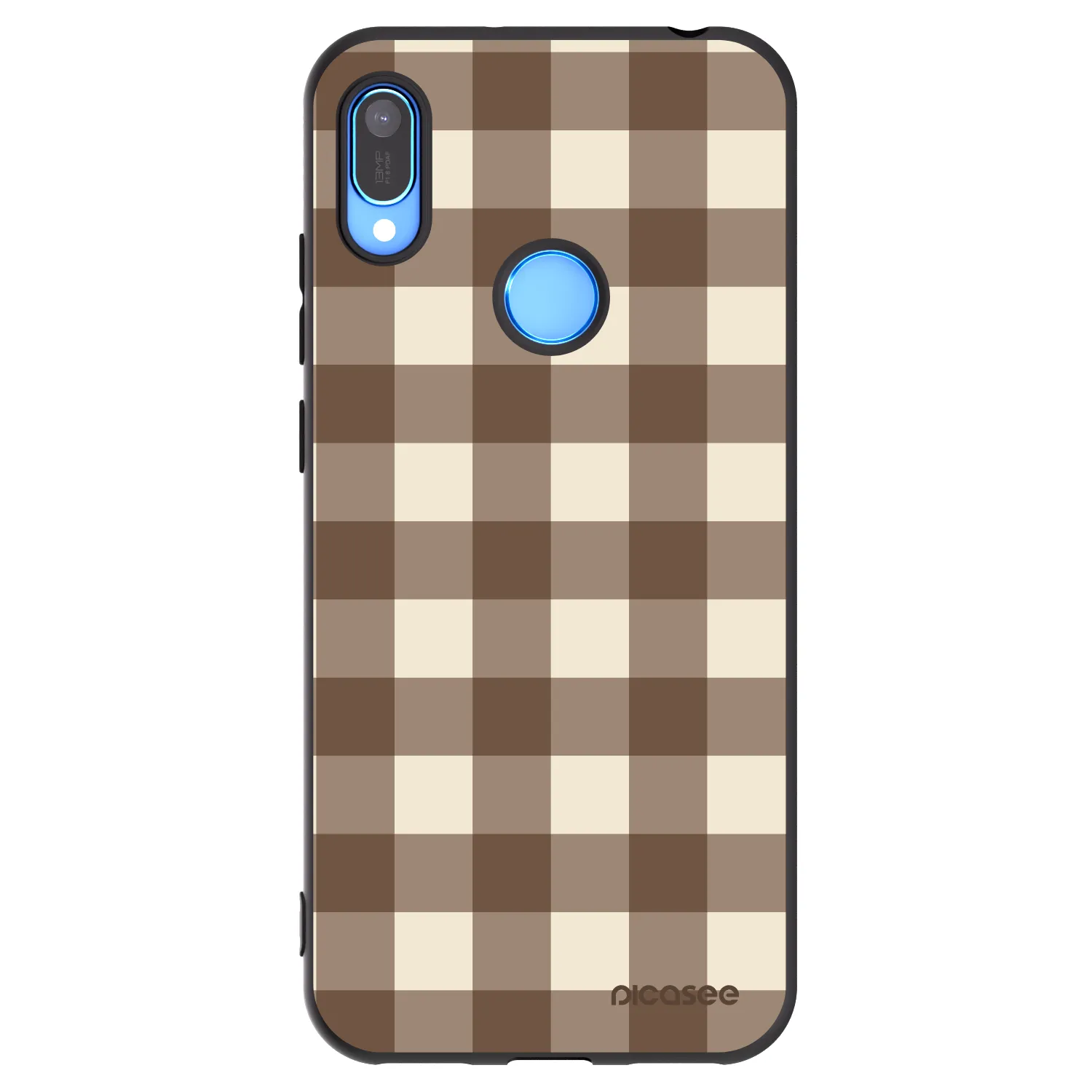 Picasee husă neagră din silicon pentru Huawei Y6 2019 - Brown grid