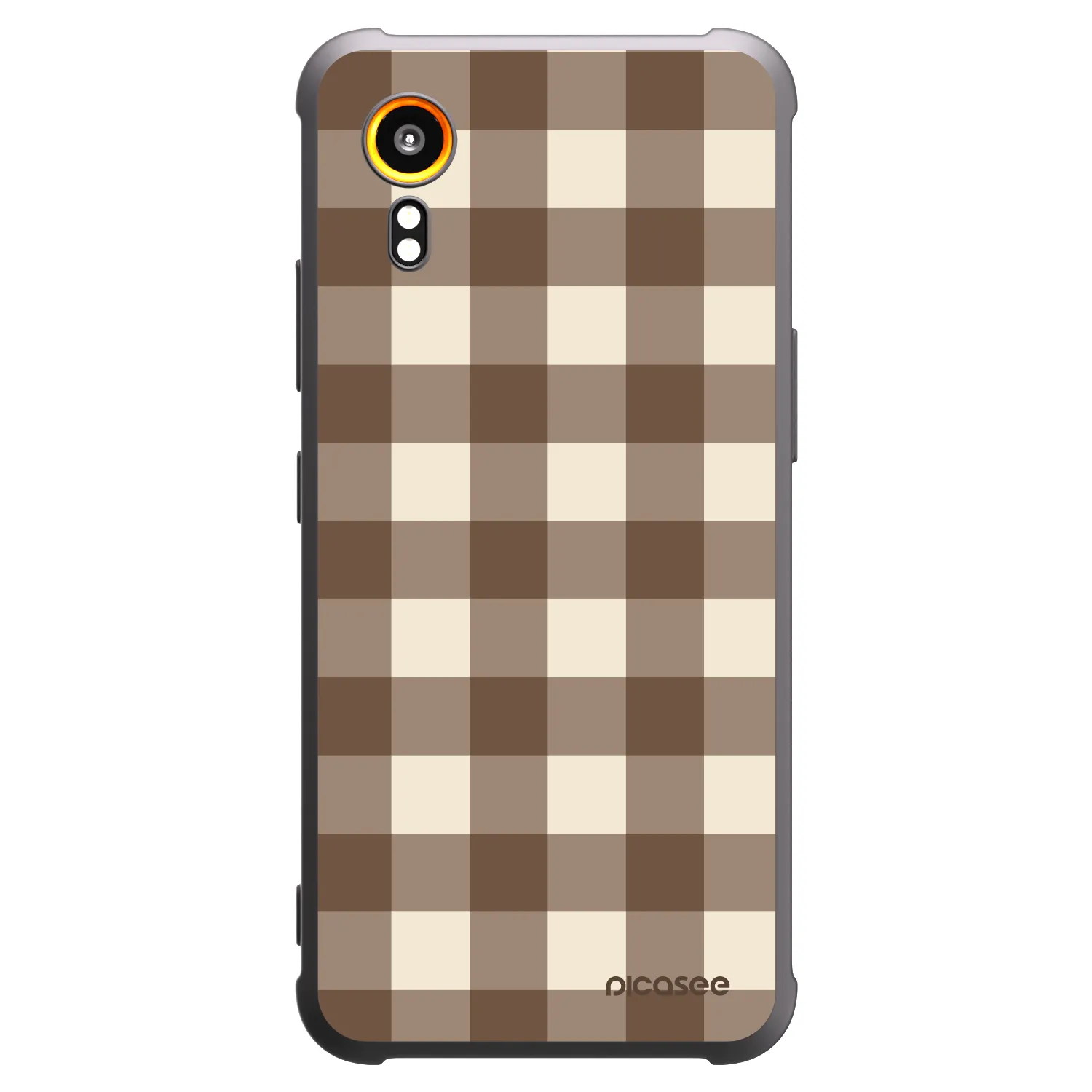 Picasee husă neagră din silicon pentru Samsung Galaxy XCover 7 - Brown grid