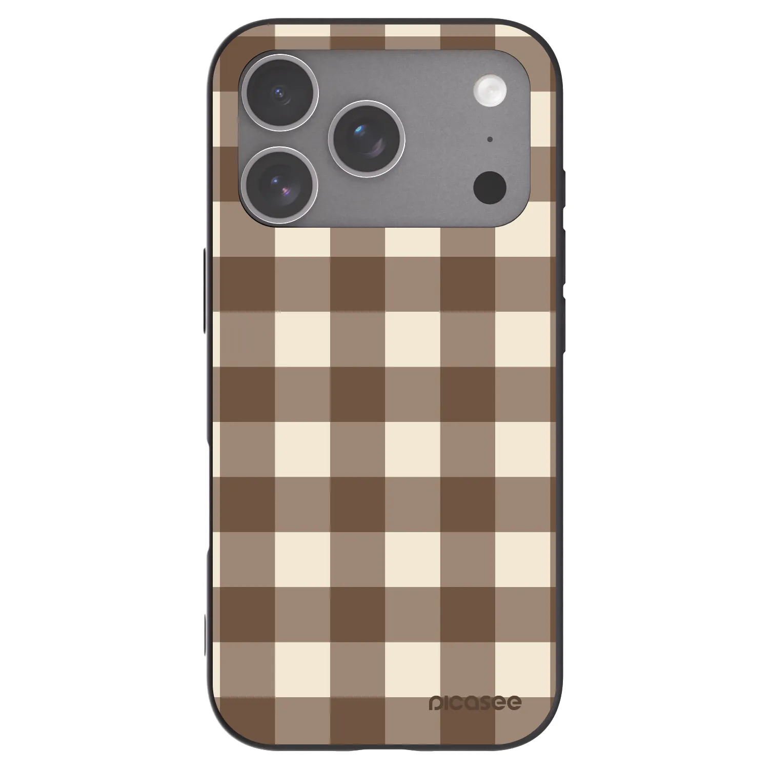 Picasee husă neagră din silicon pentru Apple iPhone 18 Pro - Brown grid