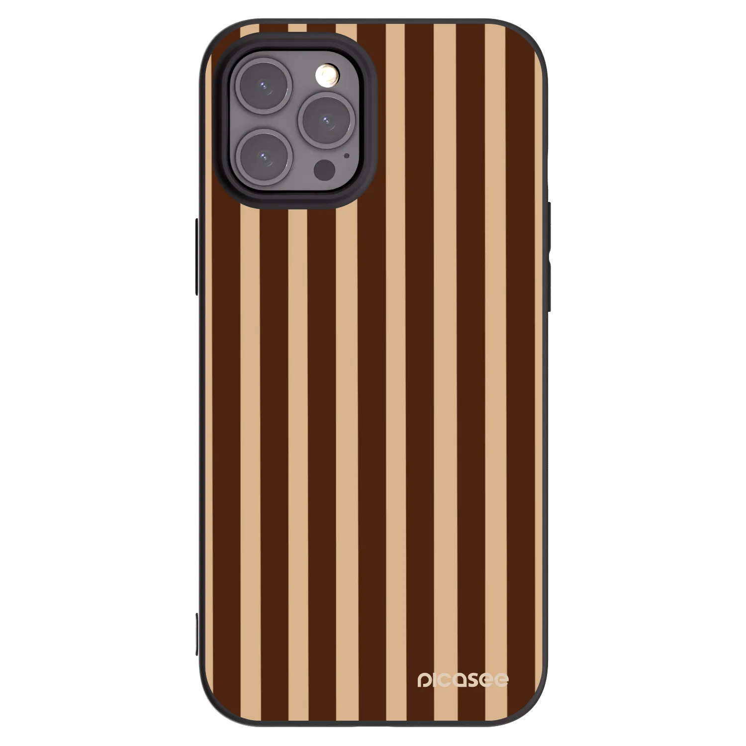 Picasee husă neagră din silicon pentru Apple iPhone 12 Pro Max - Brown lines