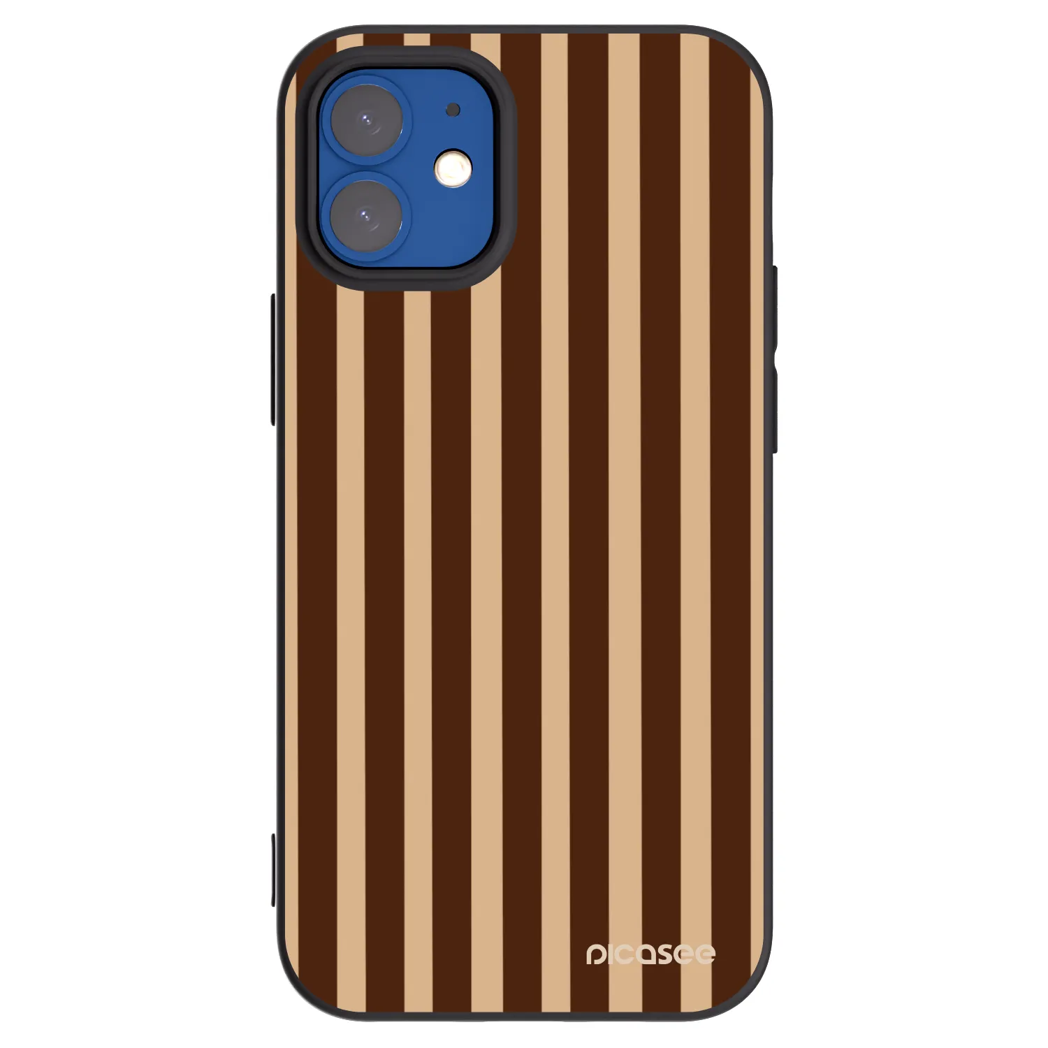 Picasee husă neagră din silicon pentru Apple iPhone 12 mini - Brown lines