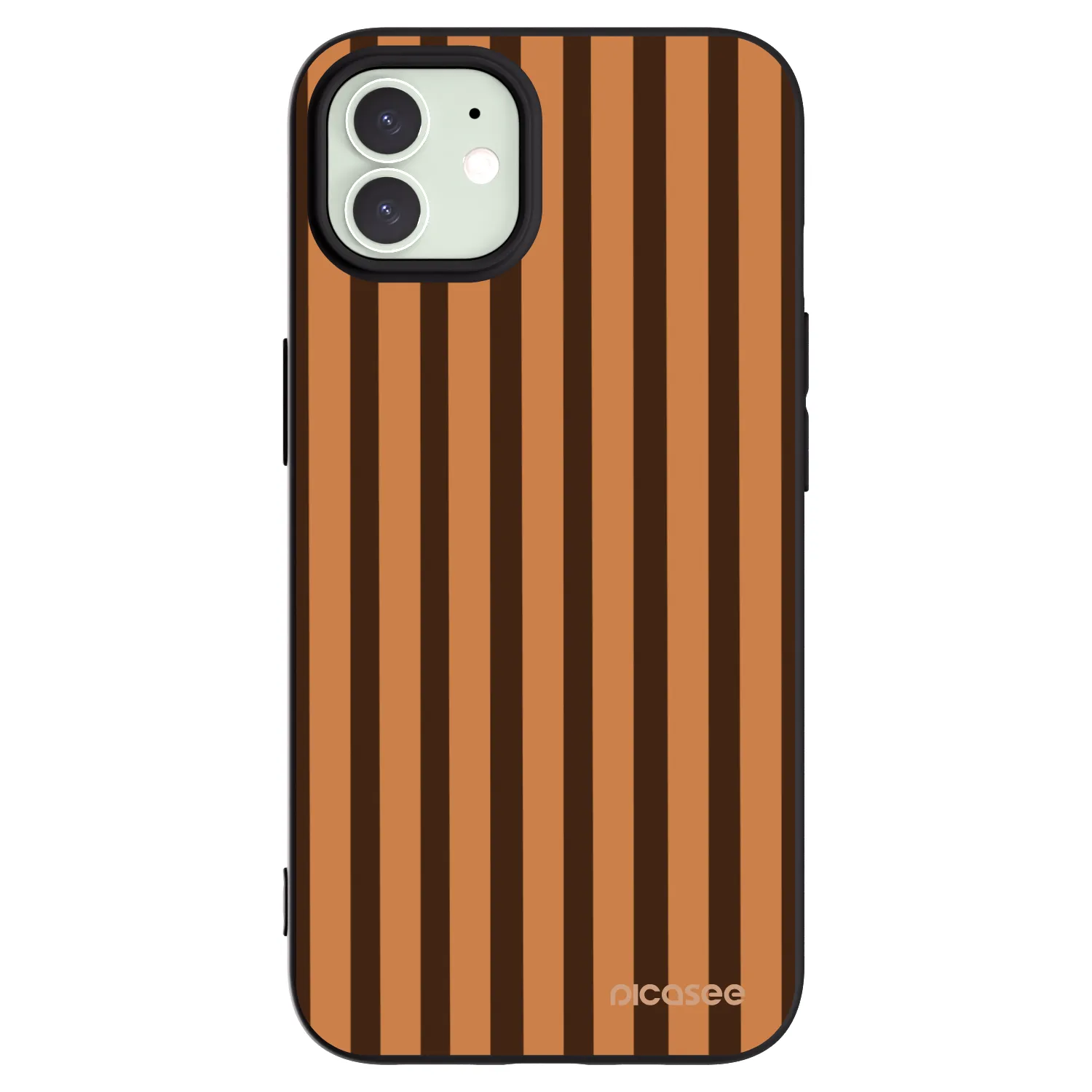 Picasee husă neagră din silicon pentru Apple iPhone 12 - Caramel lines