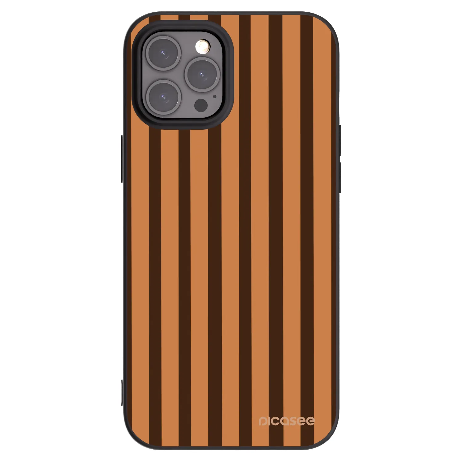 Picasee husă neagră din silicon pentru Apple iPhone 12 Pro Max - Caramel lines