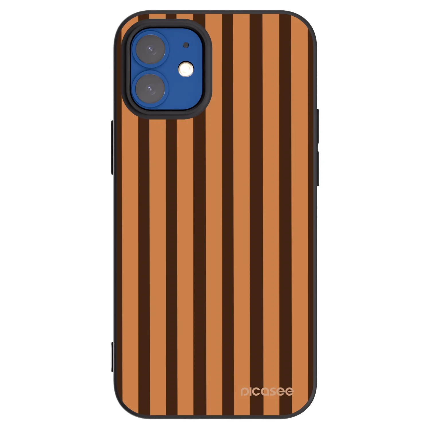 Picasee husă neagră din silicon pentru Apple iPhone 12 mini - Caramel lines