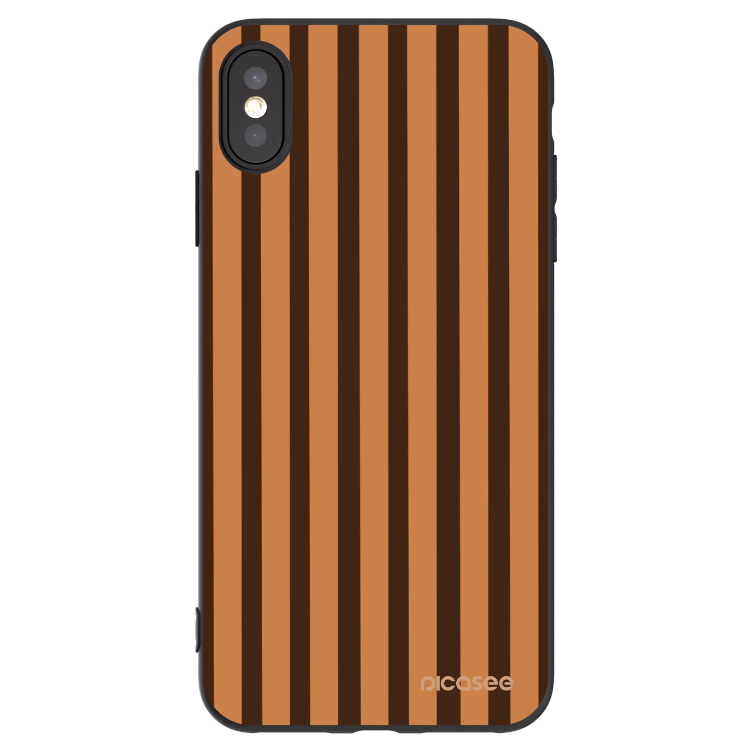 Picasee husă neagră din silicon pentru Apple iPhone XS Max - Caramel lines