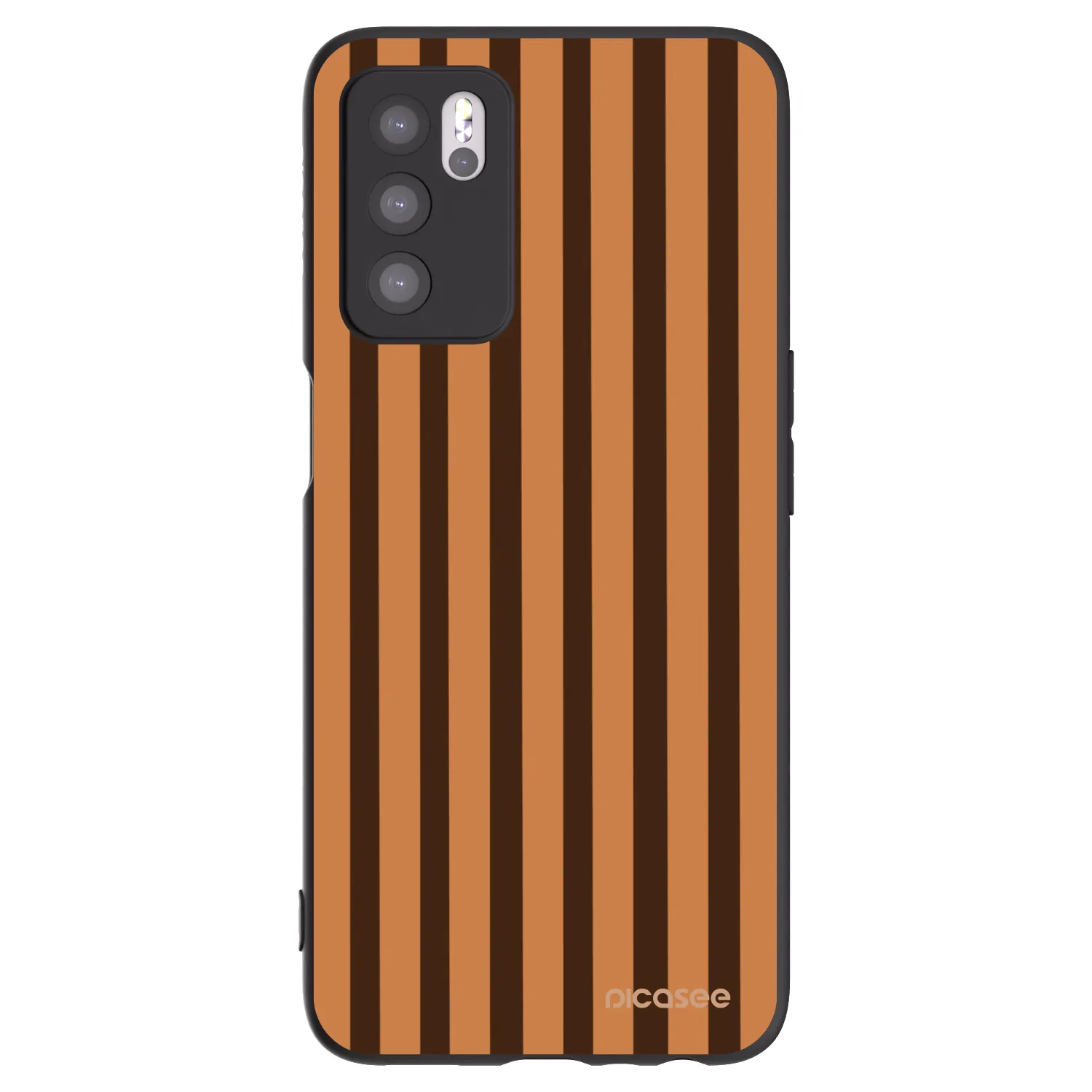 Picasee husă neagră din silicon pentru OPPO A16s - Caramel lines