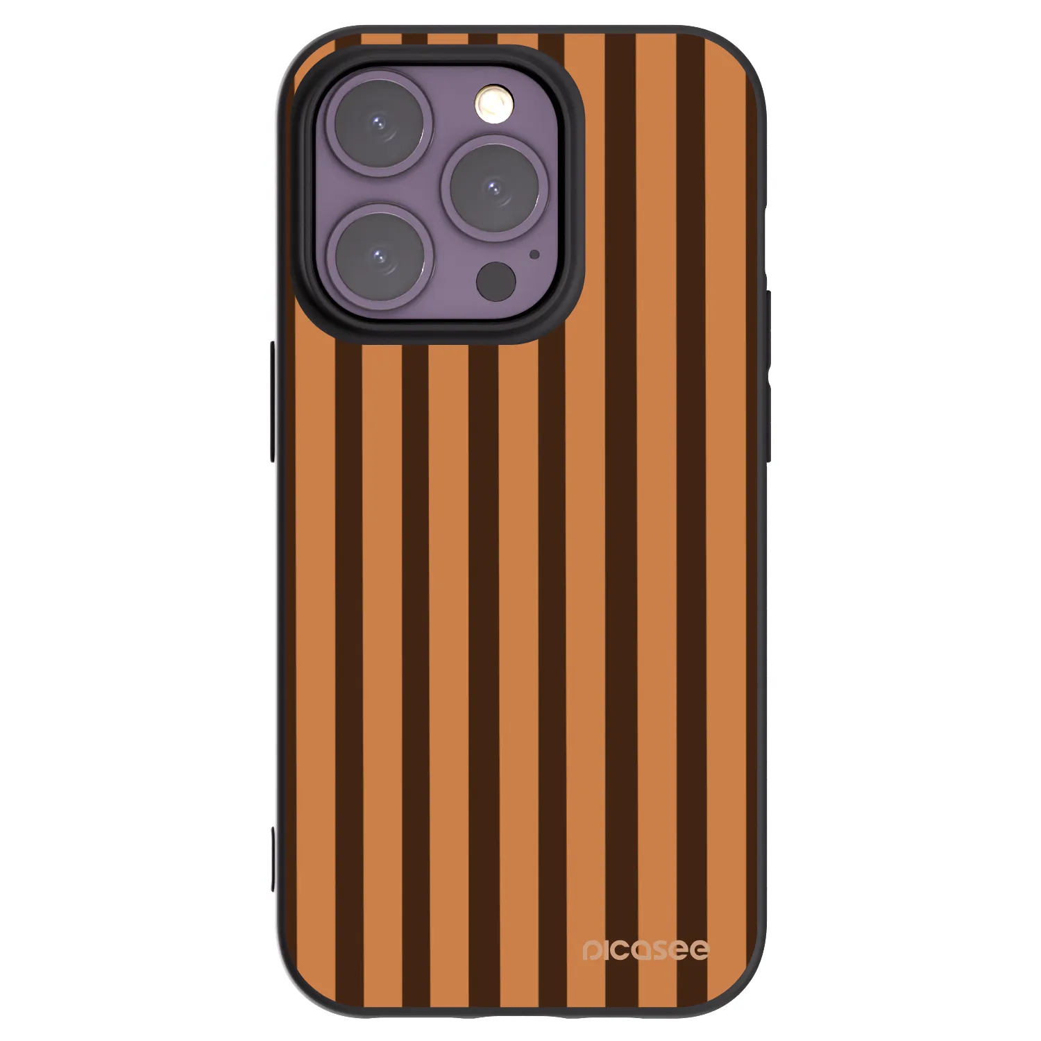 Picasee husă neagră din silicon pentru Apple iPhone 14 Pro - Caramel lines