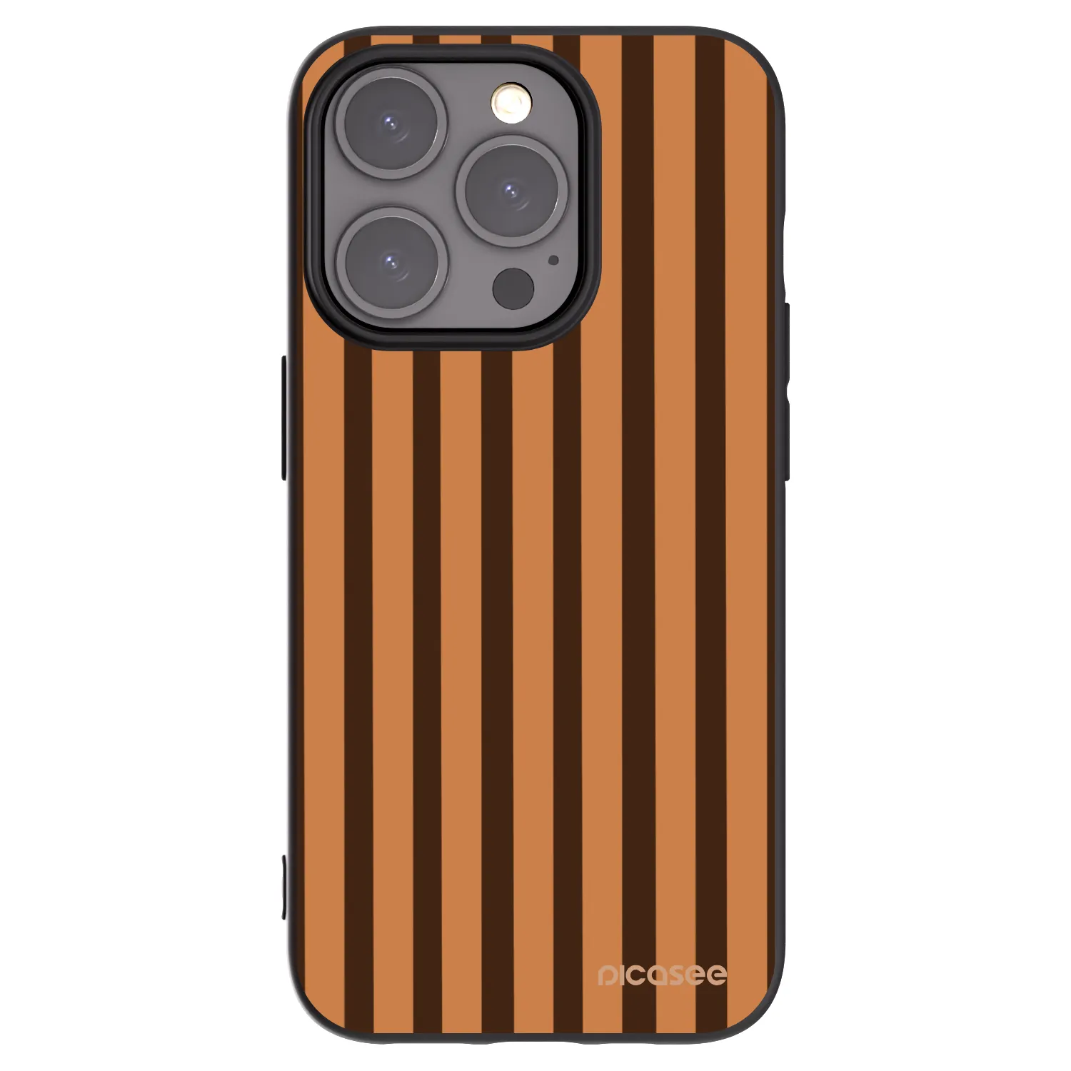 Picasee husă neagră din silicon pentru Apple iPhone 15 Pro - Caramel lines