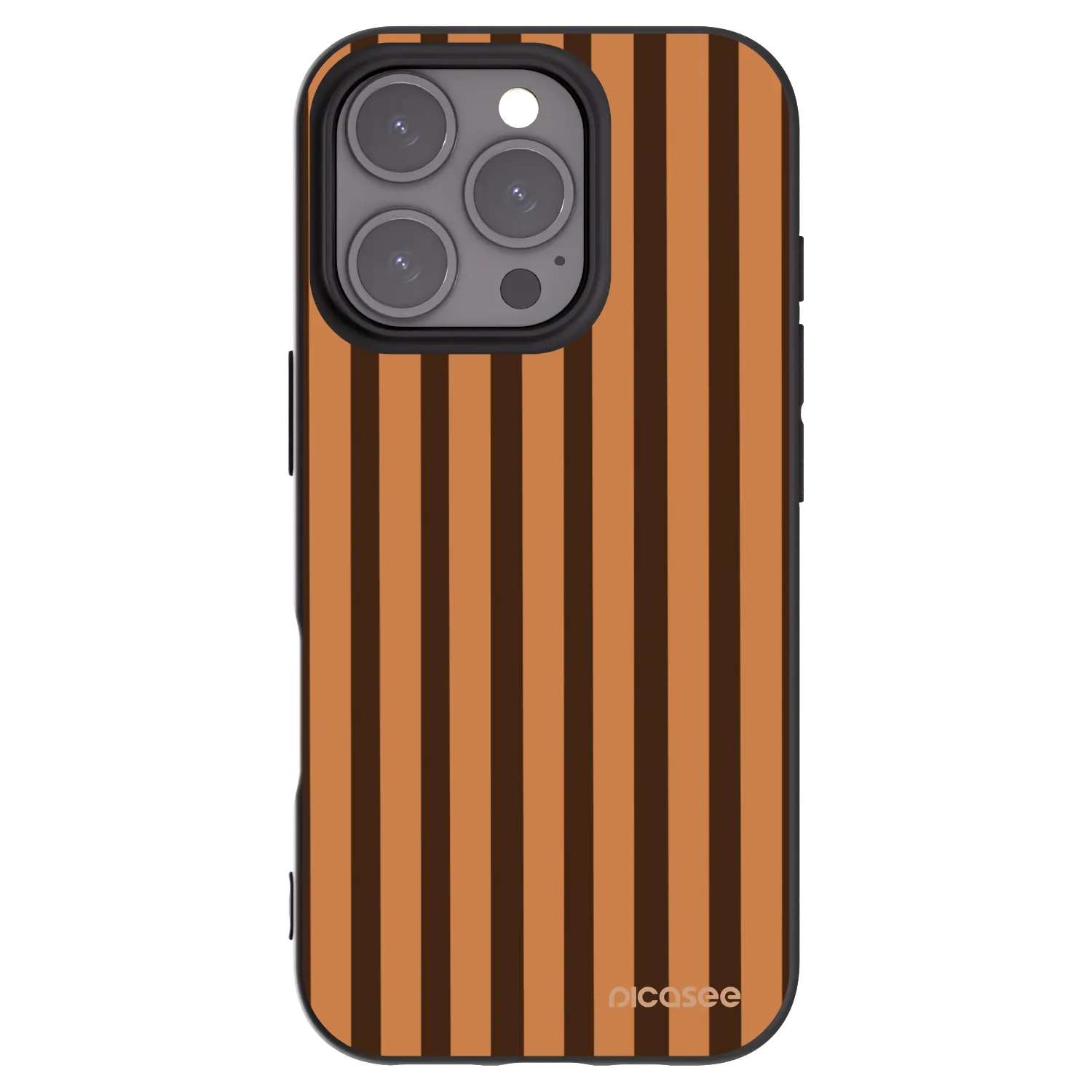 Picasee husă neagră din silicon pentru Apple iPhone 16 Pro - Caramel lines