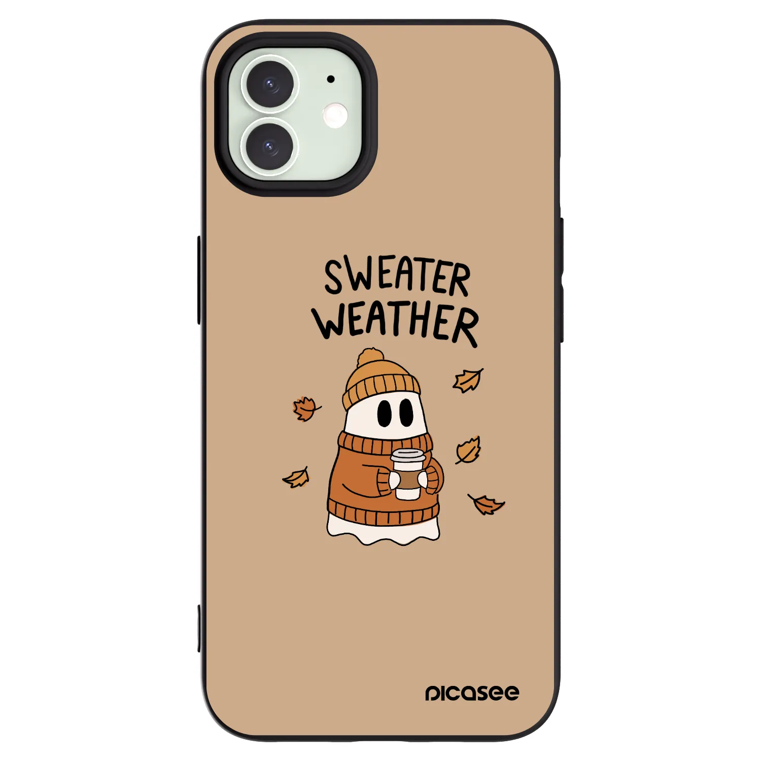 Picasee husă neagră din silicon pentru Apple iPhone 12 - Sweater ghost