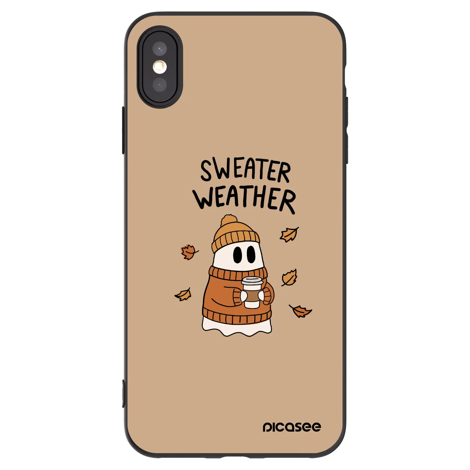 Picasee husă neagră din silicon pentru Apple iPhone XS Max - Sweater ghost