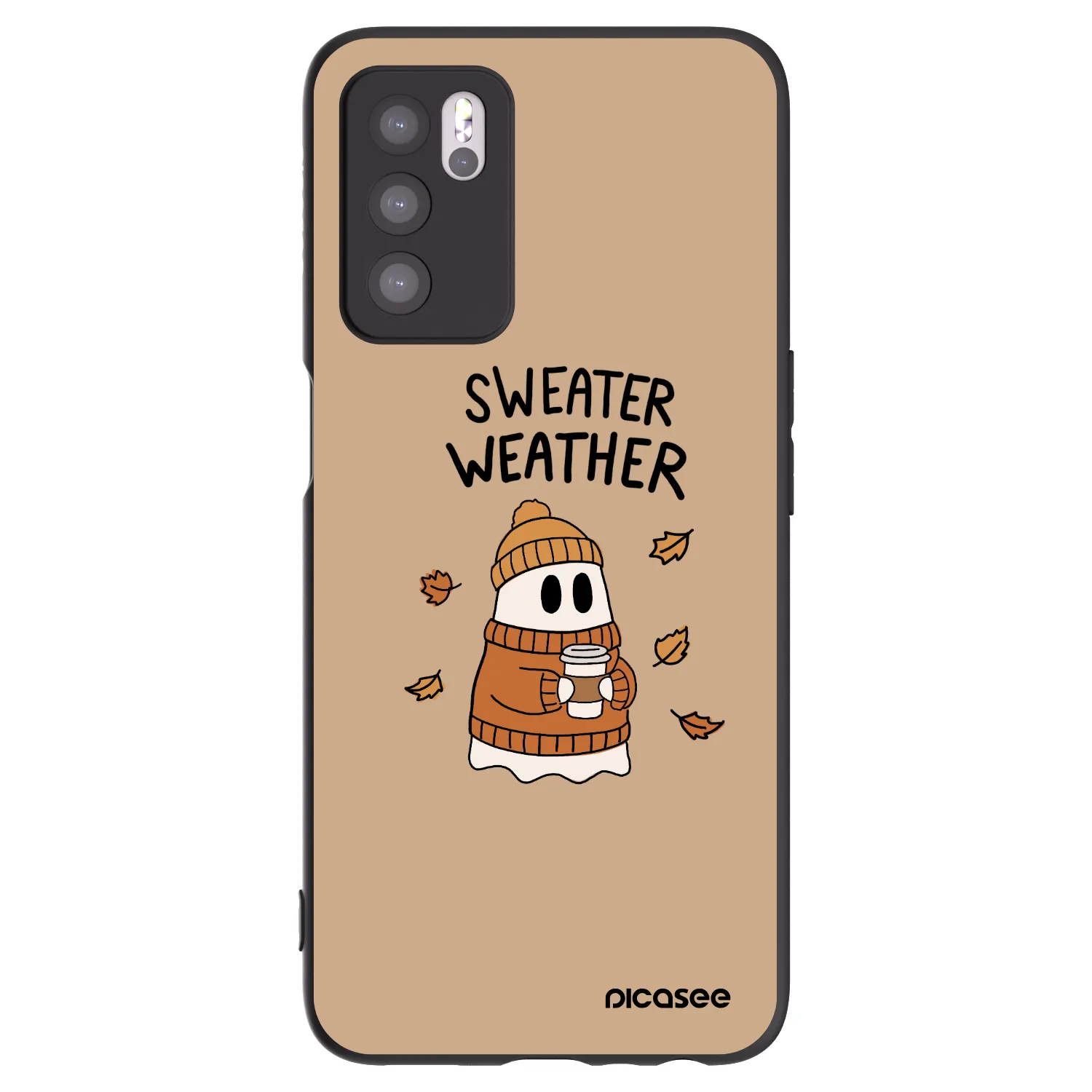 Picasee husă neagră din silicon pentru OPPO A16 - Sweater ghost