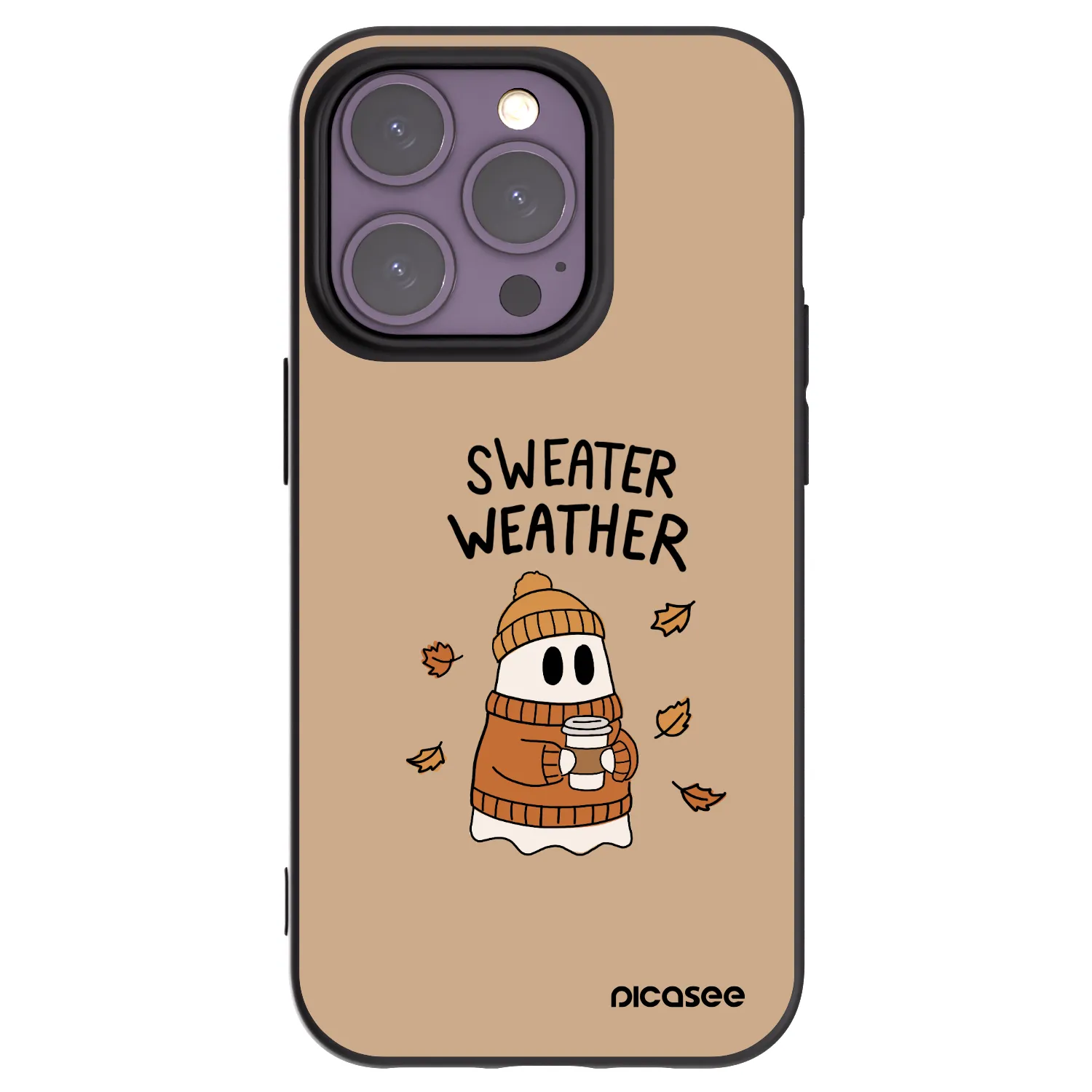 Picasee husă neagră din silicon pentru Apple iPhone 14 Pro - Sweater ghost