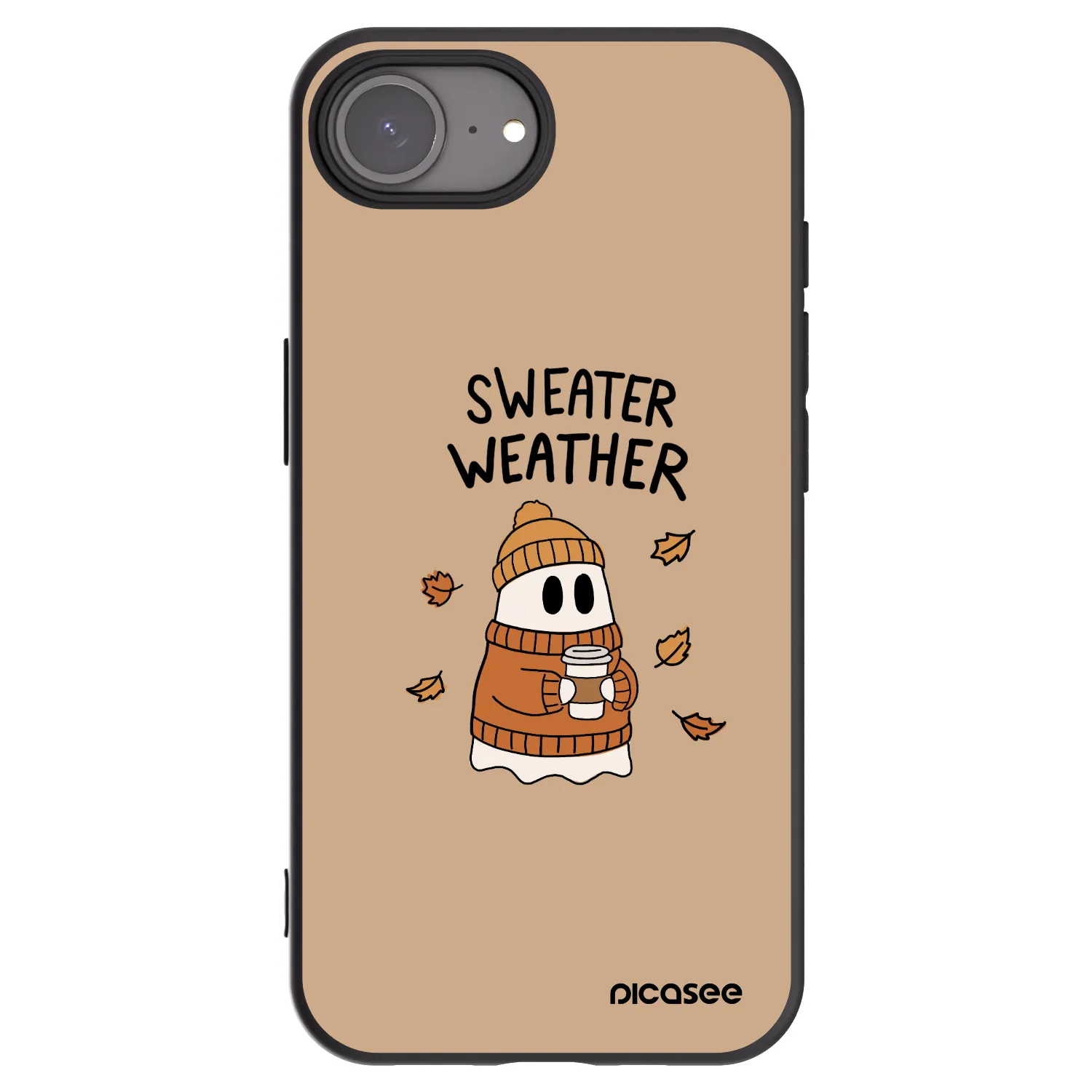 Picasee husă neagră din silicon pentru Apple iPhone 16e - Sweater ghost