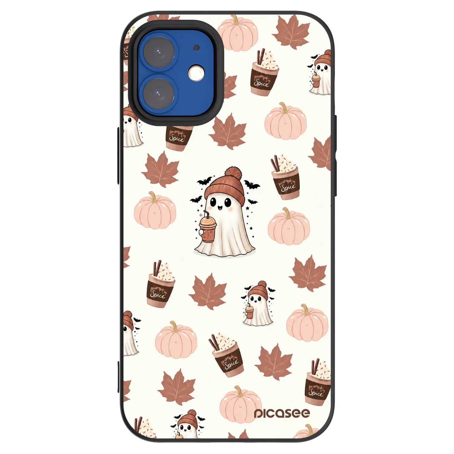 Picasee husă neagră din silicon pentru Apple iPhone 12 mini - Pumpkin spice