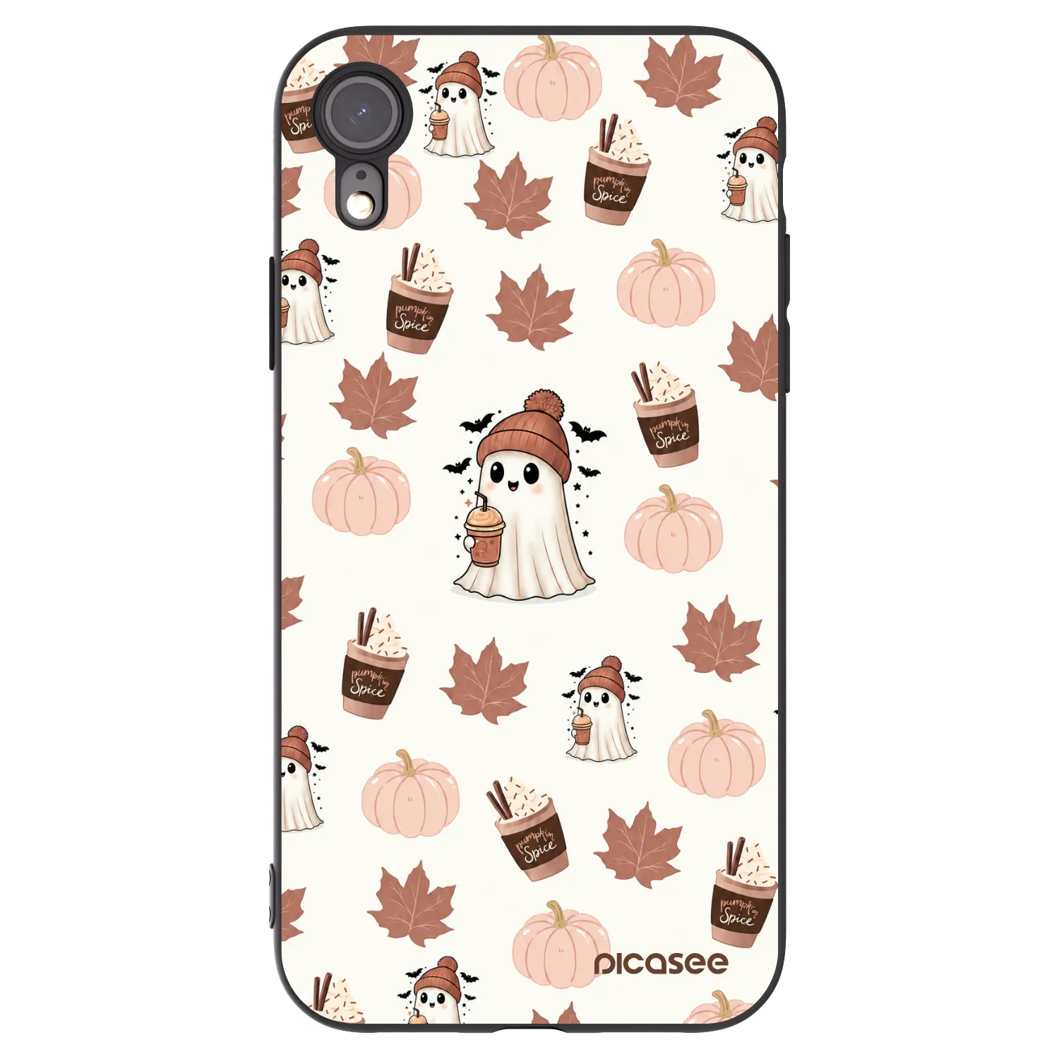 Picasee husă neagră din silicon pentru Apple iPhone XR - Pumpkin spice