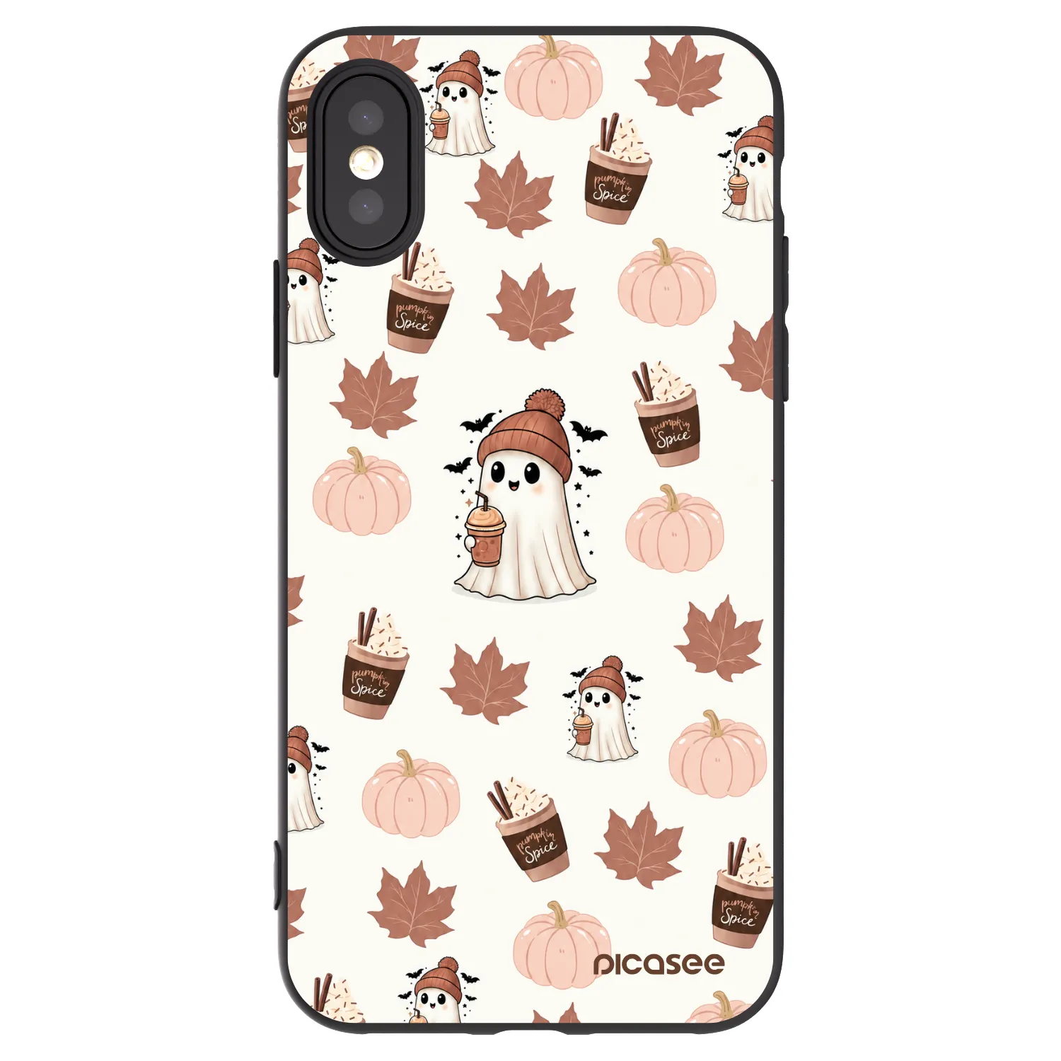 Picasee husă neagră din silicon pentru Apple iPhone X/XS - Pumpkin spice