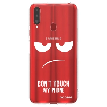 Picasee husă transparentă din silicon pentru Samsung Galaxy A20s - Don't Touch My Phone