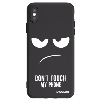 Picasee husă neagră din silicon pentru Apple iPhone XS Max - Don't Touch My Phone