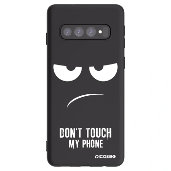 Picasee husă neagră din silicon pentru Samsung Galaxy S10 G973 - Don't Touch My Phone