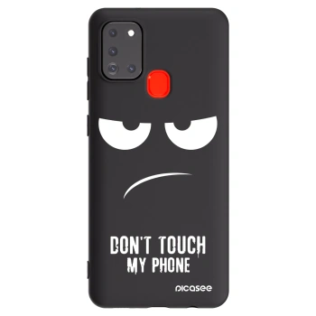 Picasee husă neagră din silicon pentru Samsung Galaxy A21s - Don't Touch My Phone