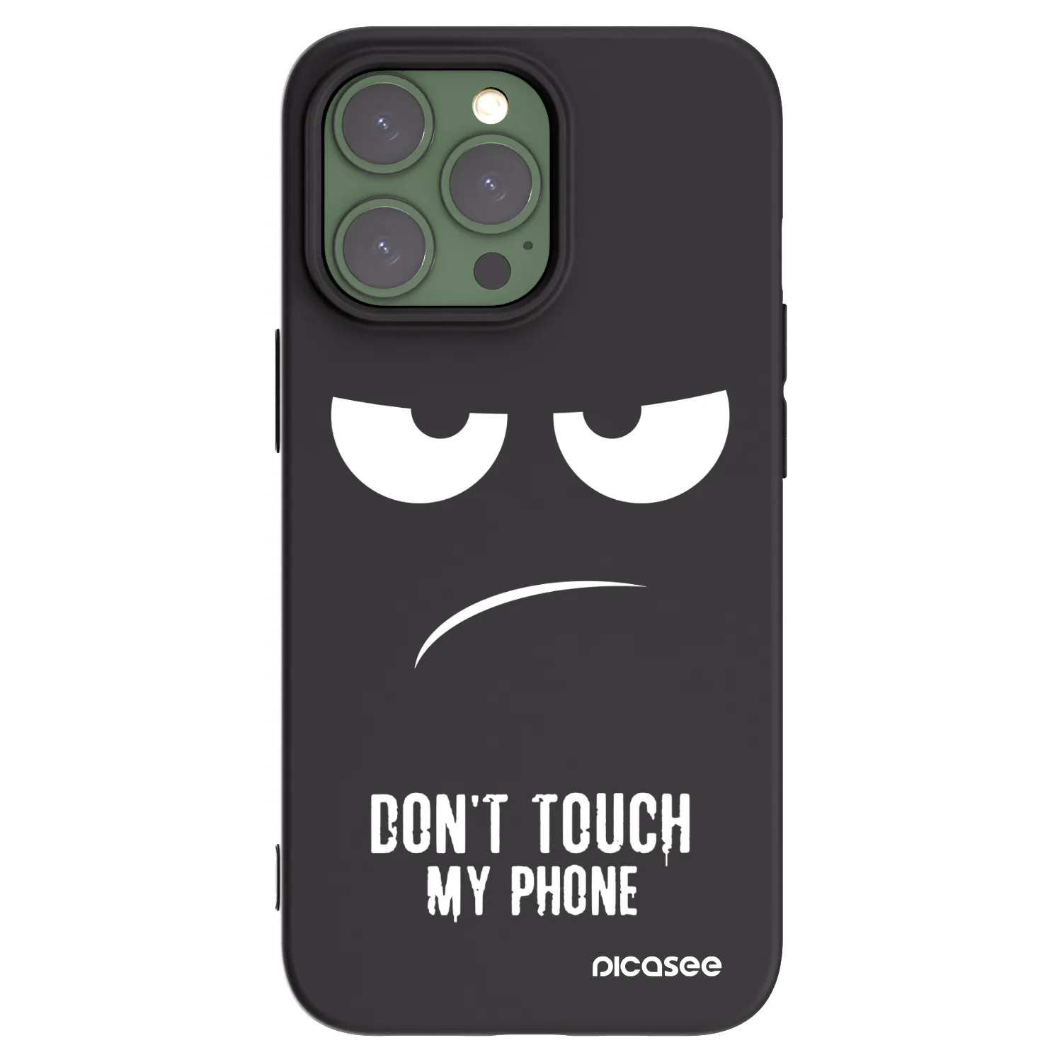 Picasee husă neagră din silicon pentru Apple iPhone 13 Pro - Don't Touch My Phone