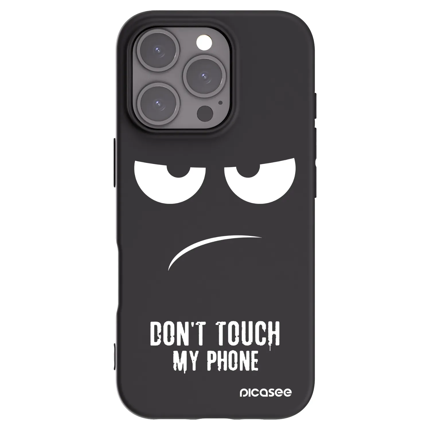 Picasee husă neagră din silicon pentru Apple iPhone 16 Pro - Don't Touch My Phone