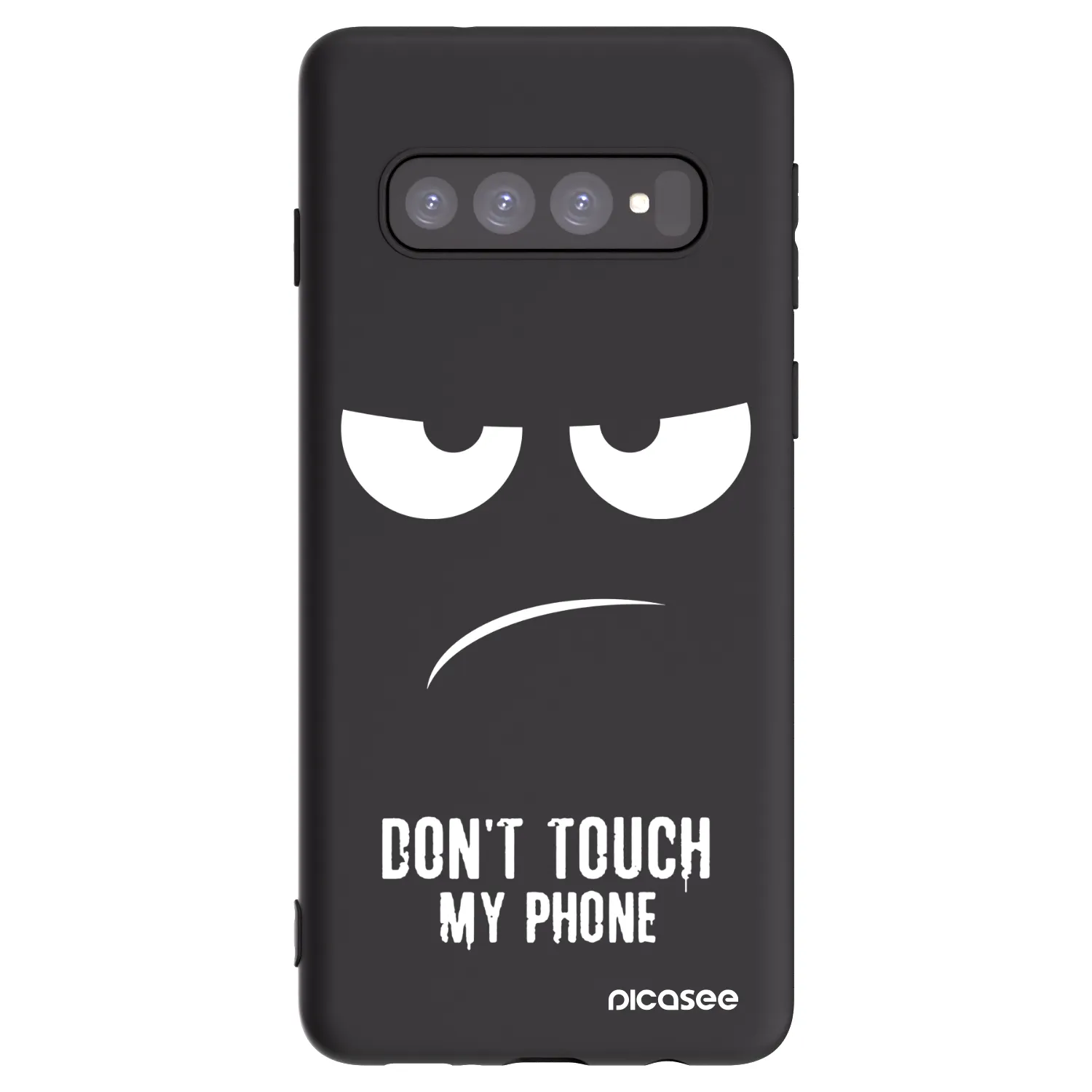 Picasee husă neagră din silicon pentru Samsung Galaxy S10 G973 - Don't Touch My Phone