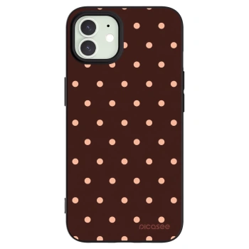 Picasee husă neagră din silicon pentru Apple iPhone 12 - Peach Dots & Chocolate