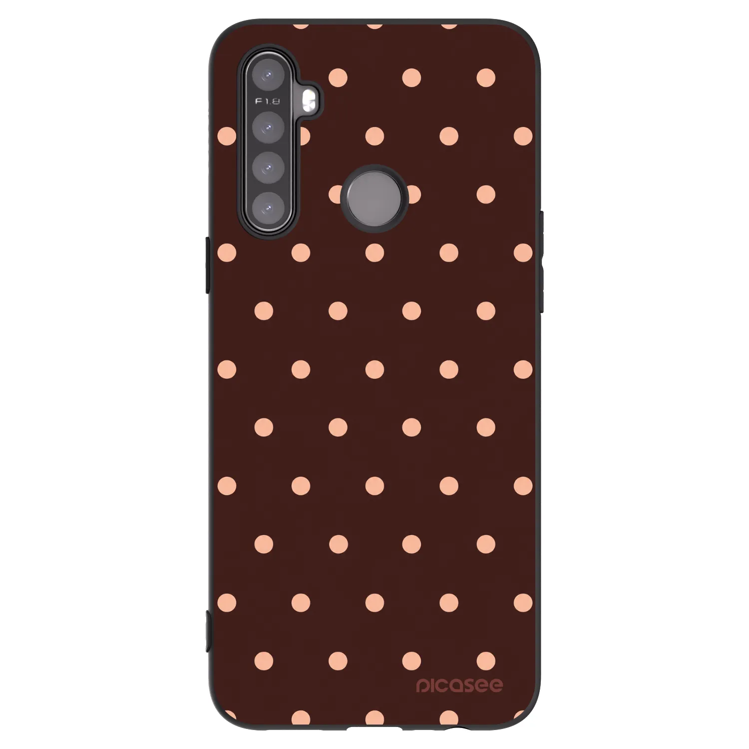 Picasee husă neagră din silicon pentru Realme 5 - Peach Dots & Chocolate