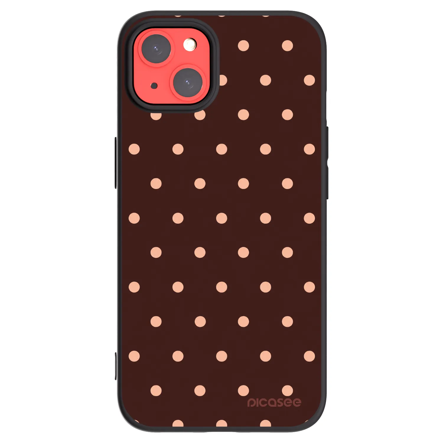 Picasee husă neagră din silicon pentru Apple iPhone 13 - Peach Dots & Chocolate