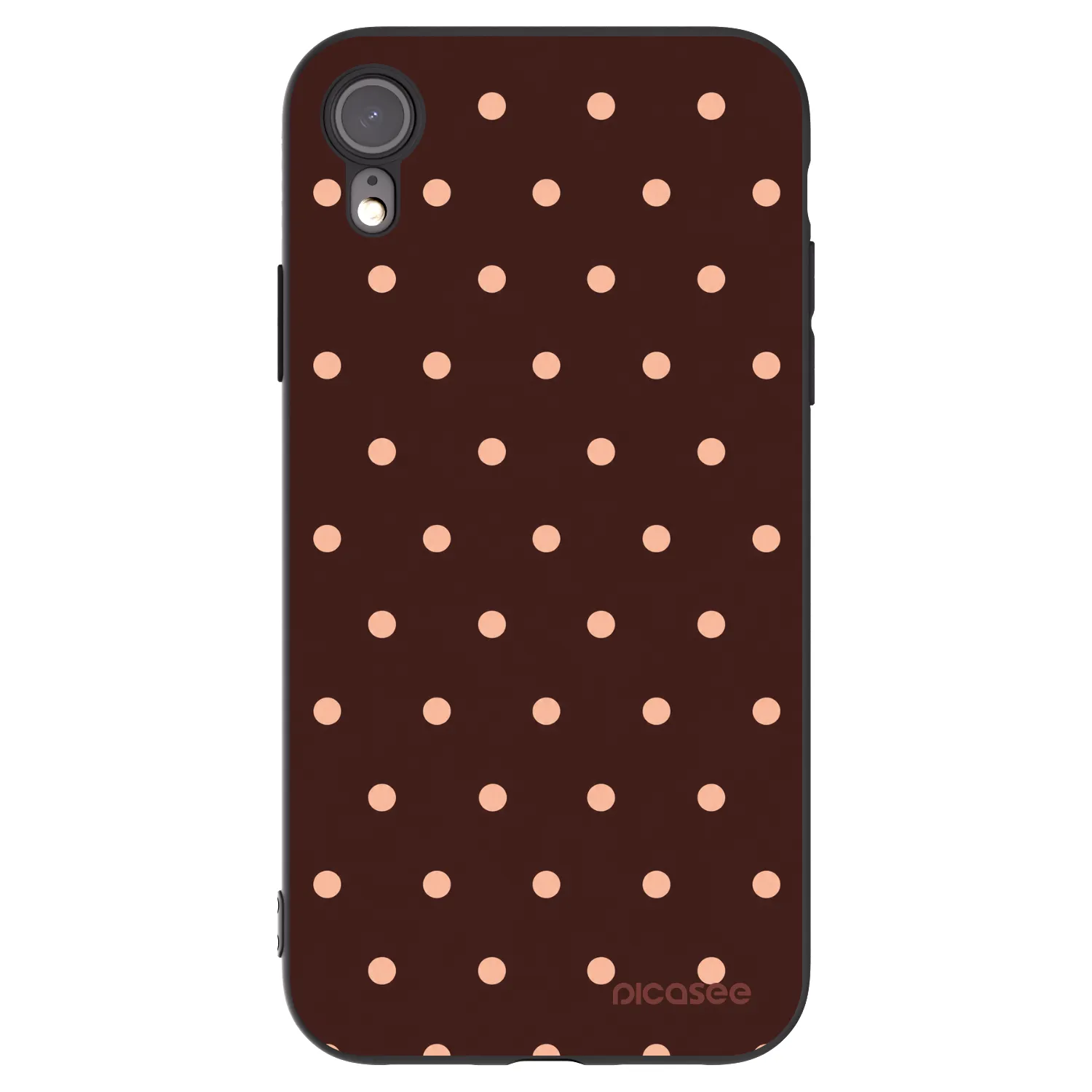 Picasee husă neagră din silicon pentru Apple iPhone XR - Peach Dots & Chocolate