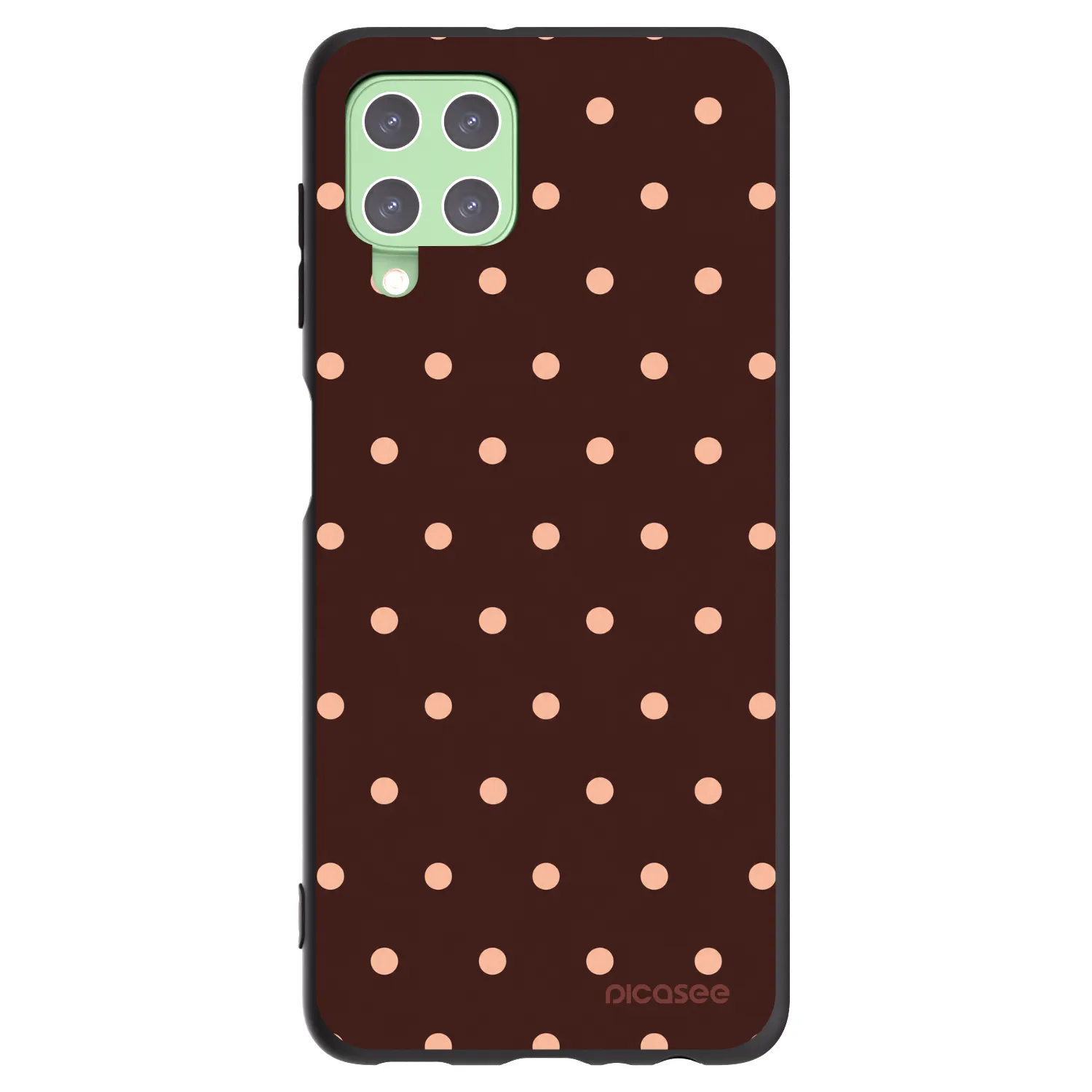Picasee husă neagră din silicon pentru Samsung Galaxy A22 A225F 4G - Peach Dots & Chocolate
