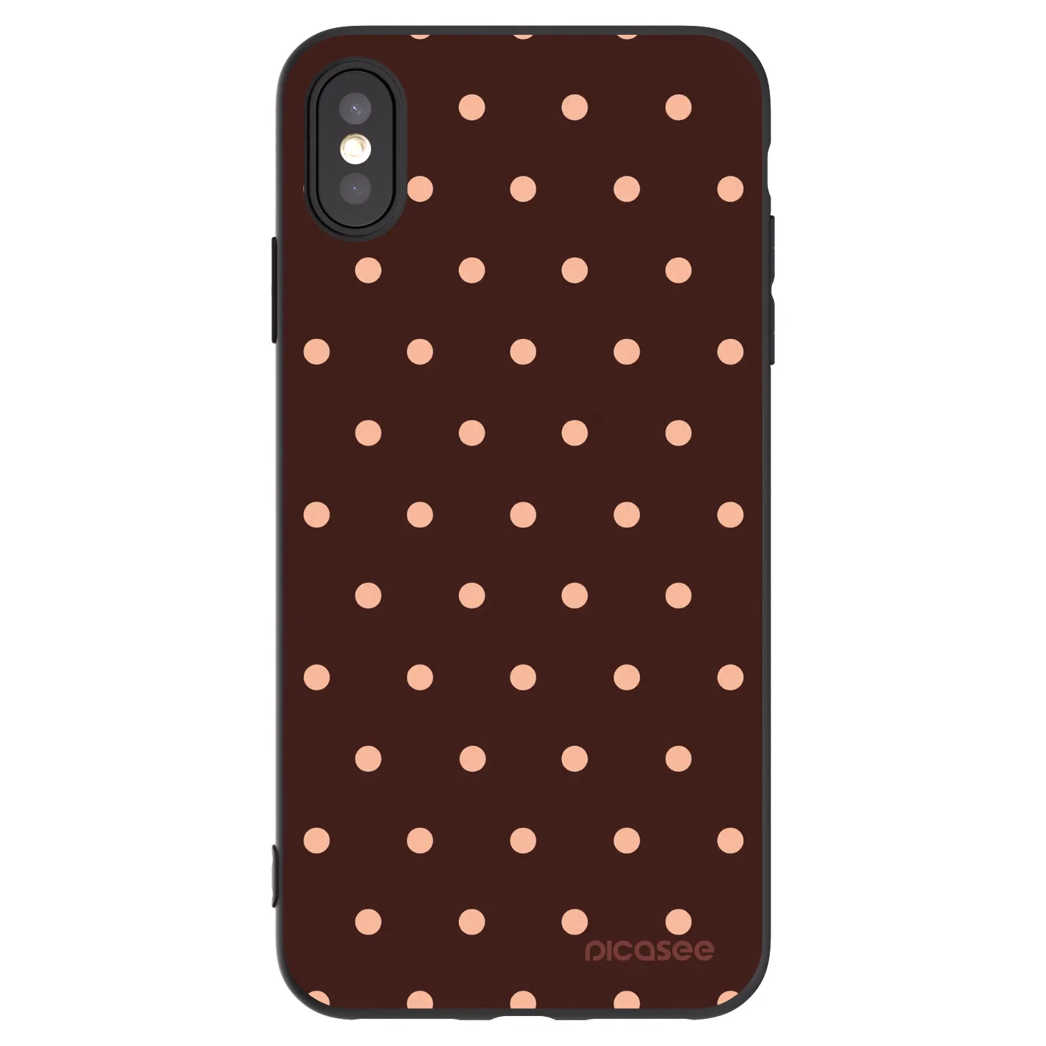 Picasee husă neagră din silicon pentru Apple iPhone XS Max - Peach Dots & Chocolate