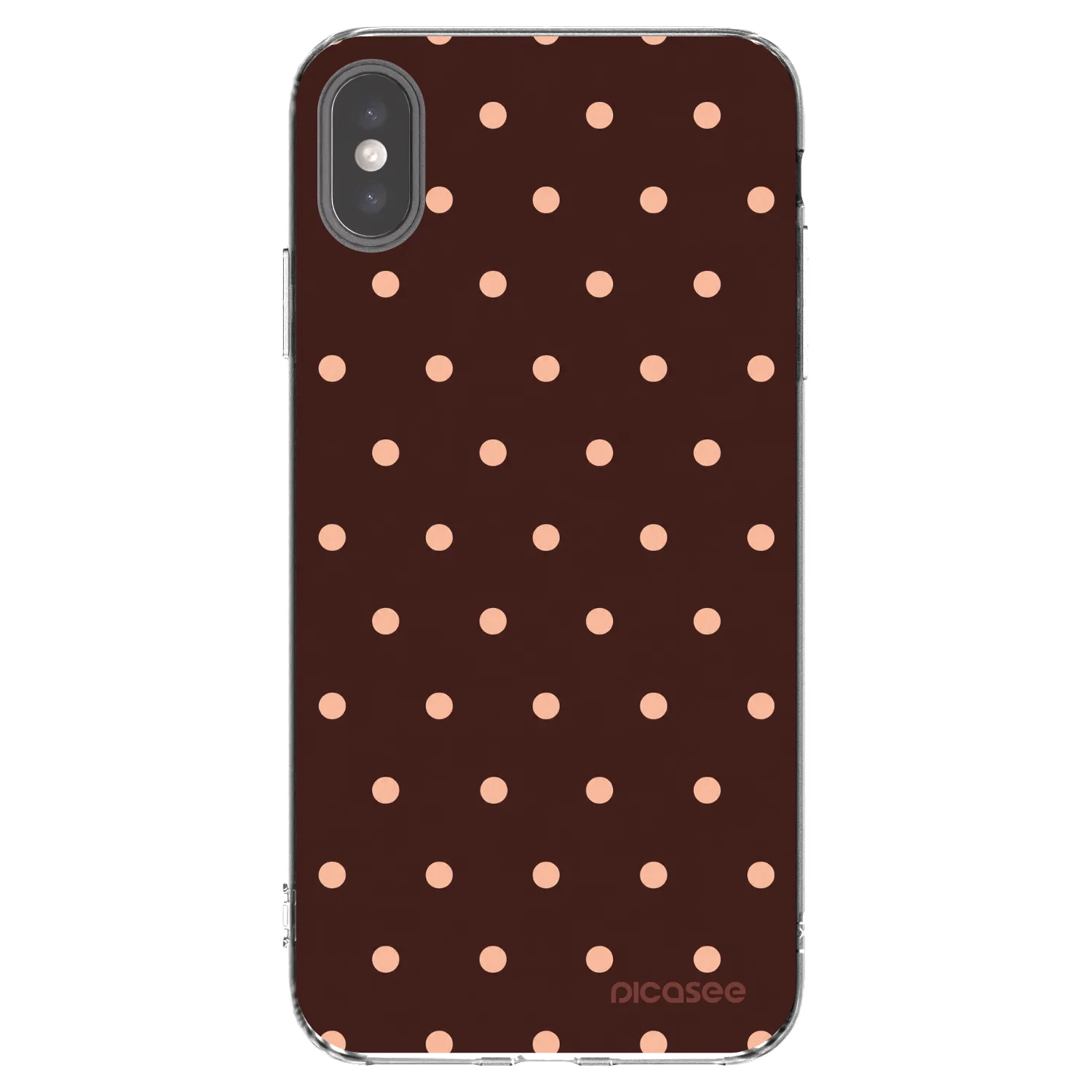 Picasee husă transparentă din silicon pentru Apple iPhone XS Max - Peach Dots & Chocolate