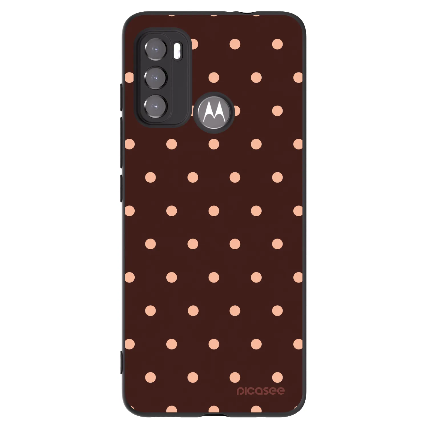 Picasee husă neagră din silicon pentru Motorola Moto G60 - Peach Dots & Chocolate
