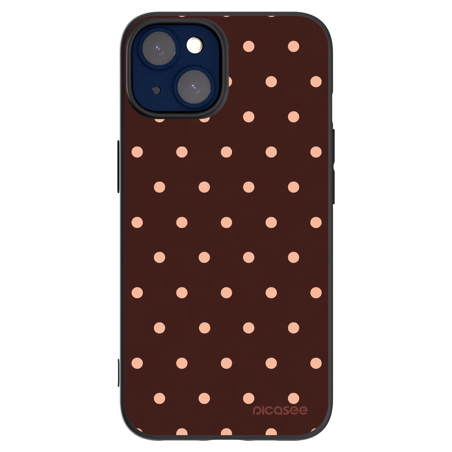Picasee husă neagră din silicon pentru Apple iPhone 14 - Peach Dots & Chocolate