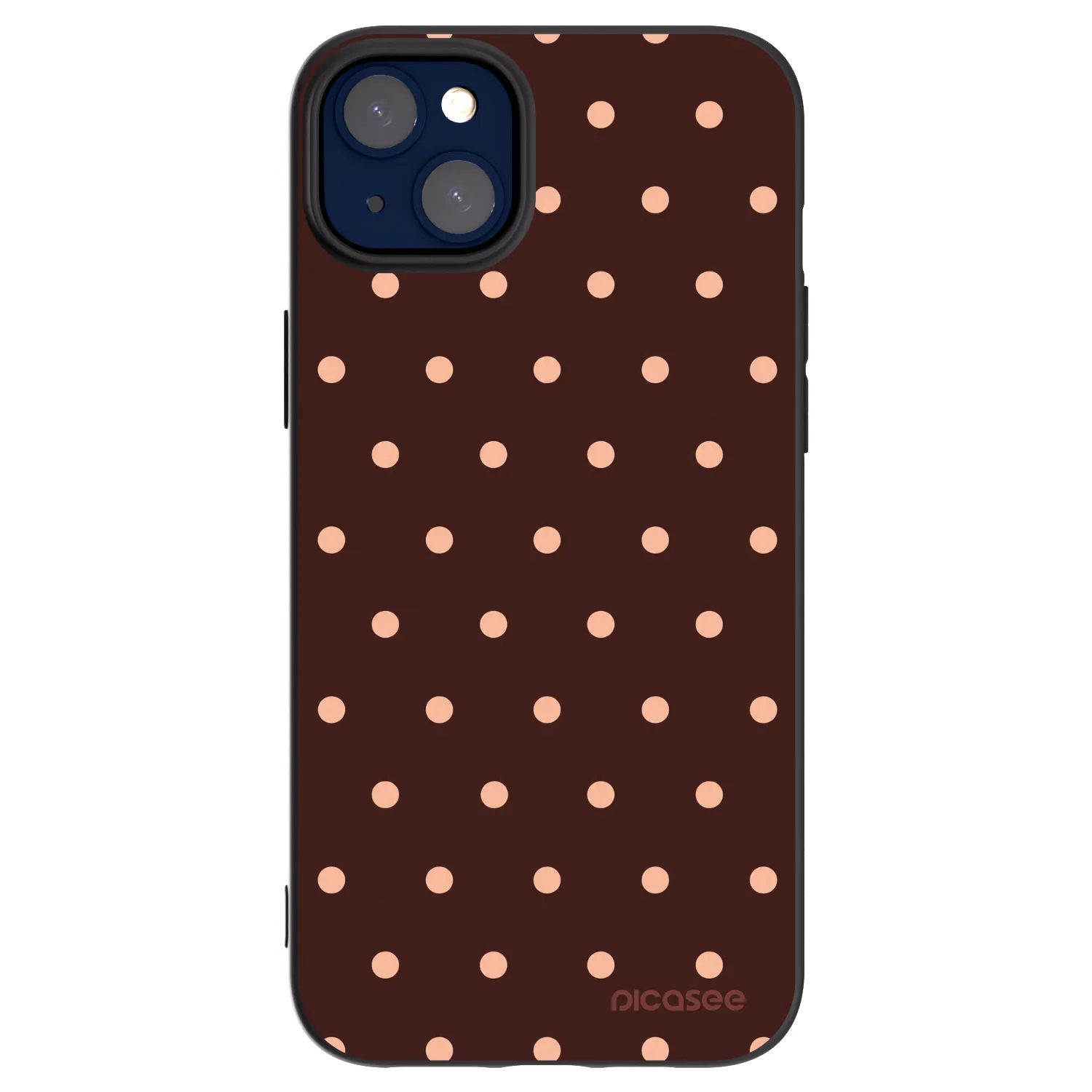 Picasee husă neagră din silicon pentru Apple iPhone 14 Plus - Peach Dots & Chocolate