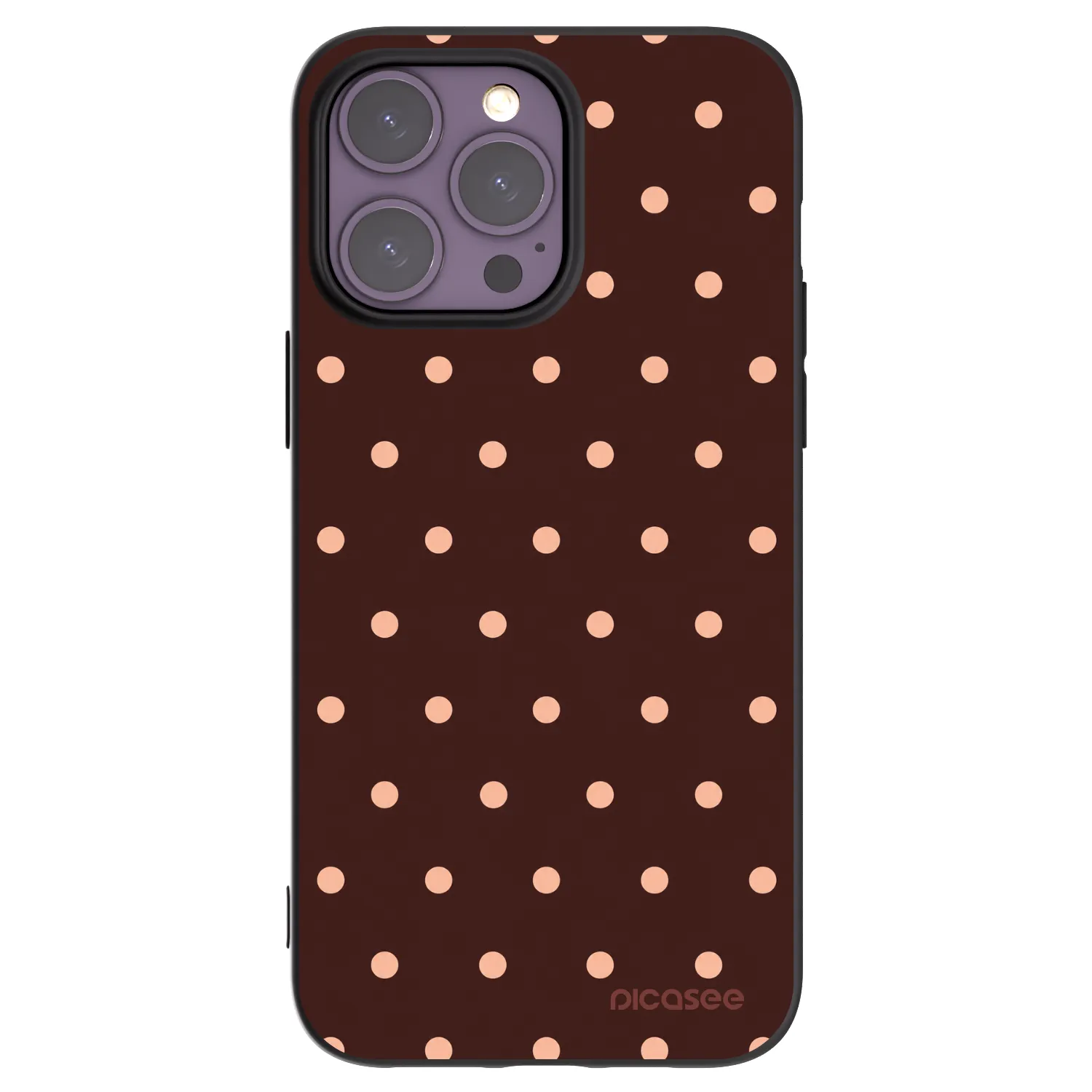 Picasee husă neagră din silicon pentru Apple iPhone 14 Pro Max - Peach Dots & Chocolate