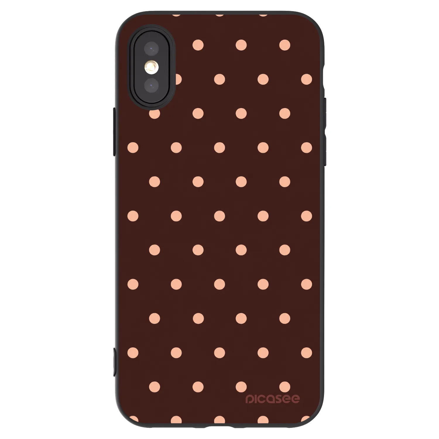 Picasee husă neagră din silicon pentru Apple iPhone X/XS - Peach Dots & Chocolate