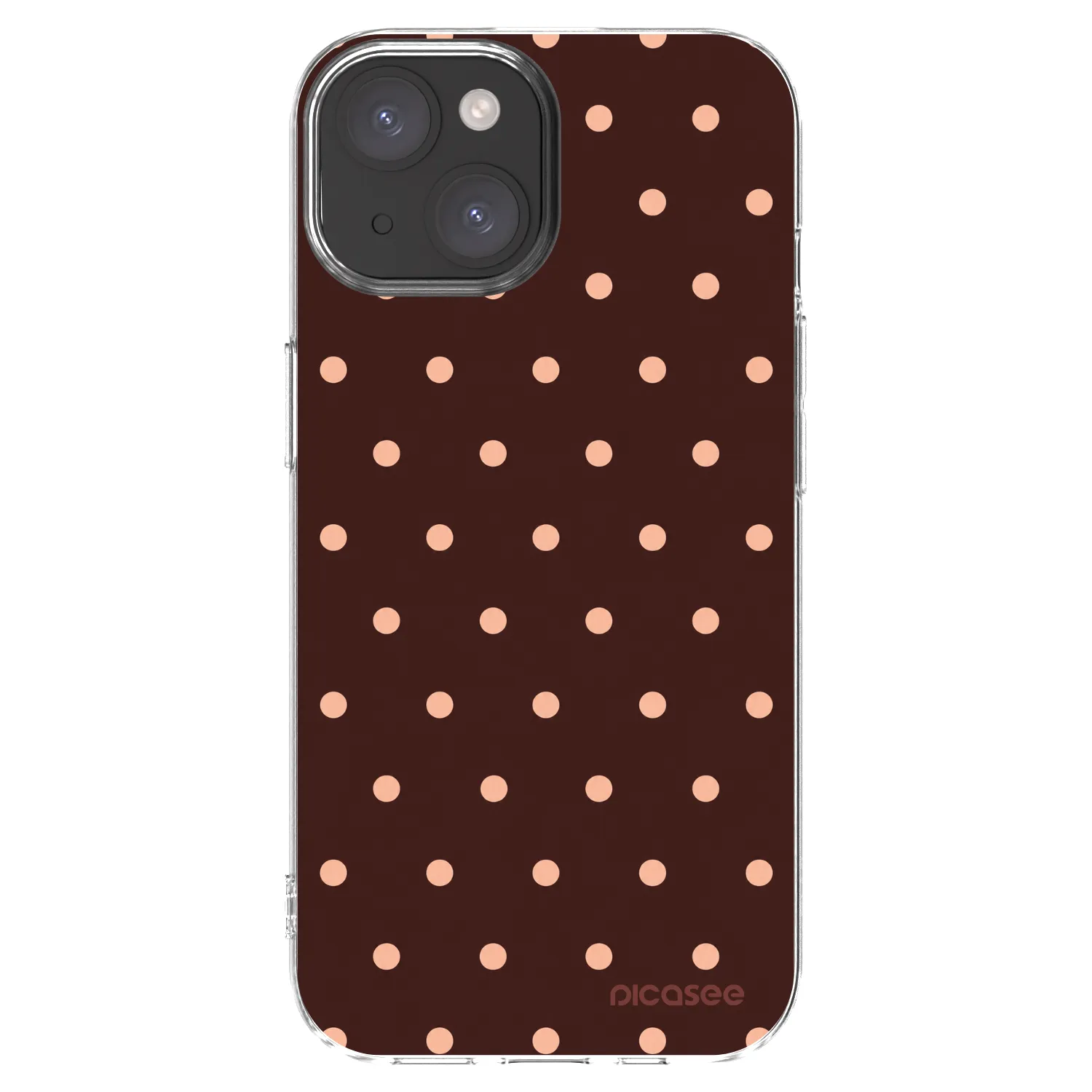 Picasee husă transparentă din silicon pentru Apple iPhone 15 - Peach Dots & Chocolate