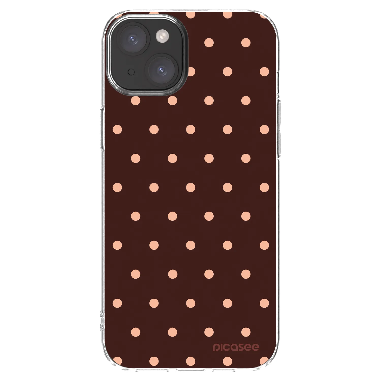 Picasee husă transparentă din silicon pentru Apple iPhone 15 Plus - Peach Dots & Chocolate