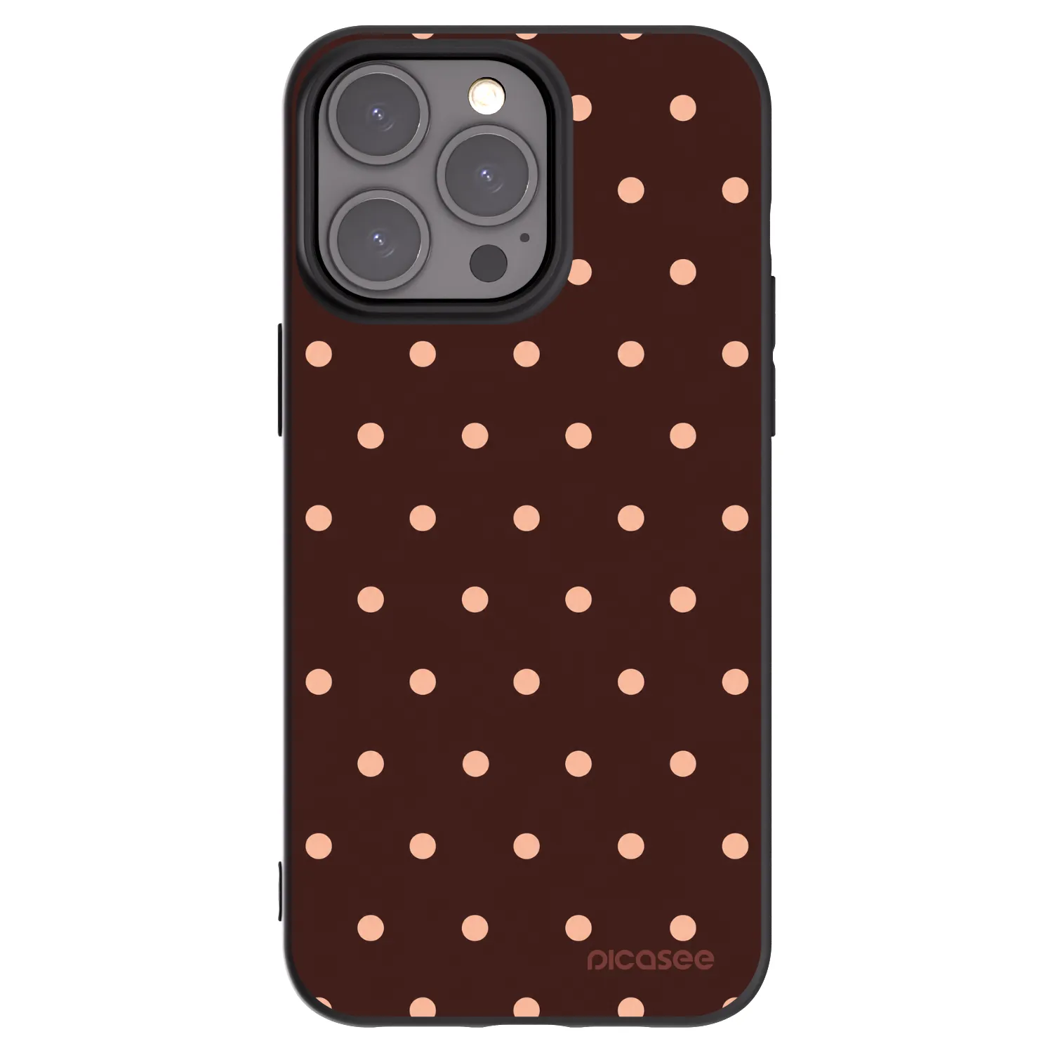 Picasee husă neagră din silicon pentru Apple iPhone 15 Pro Max - Peach Dots & Chocolate