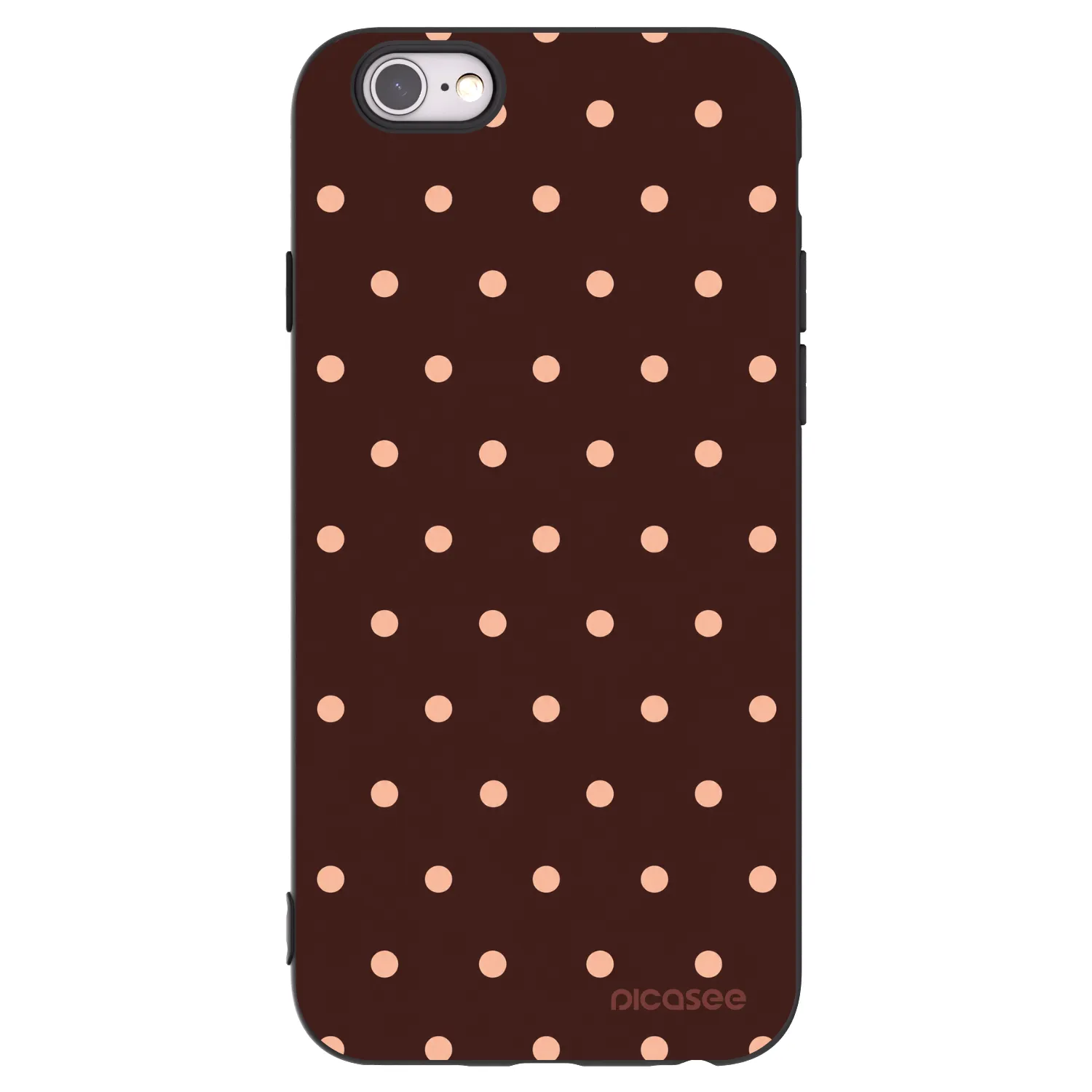 Picasee husă neagră din silicon pentru Apple iPhone 6/6S - Peach Dots & Chocolate