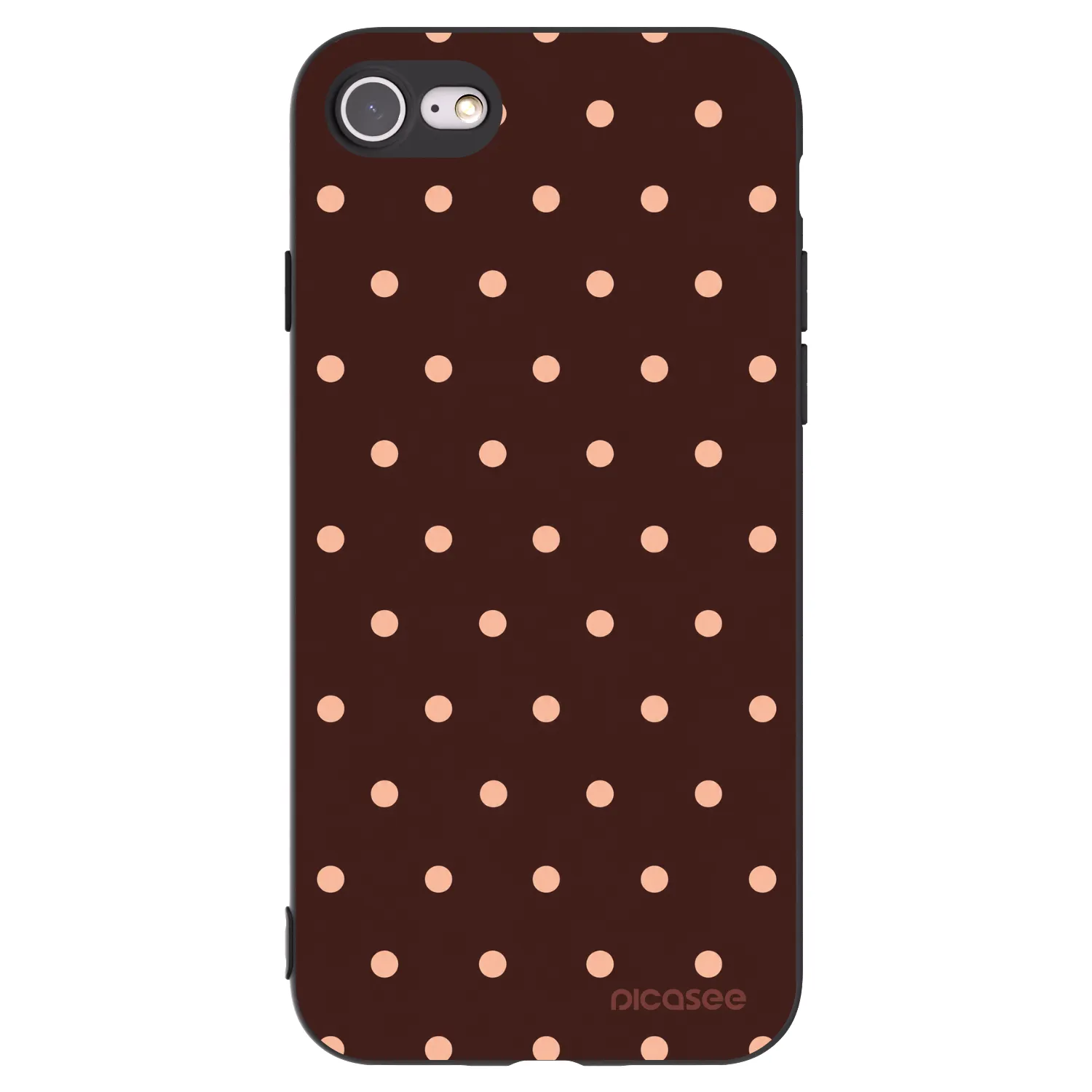 Picasee husă neagră din silicon pentru Apple iPhone 7 - Peach Dots & Chocolate